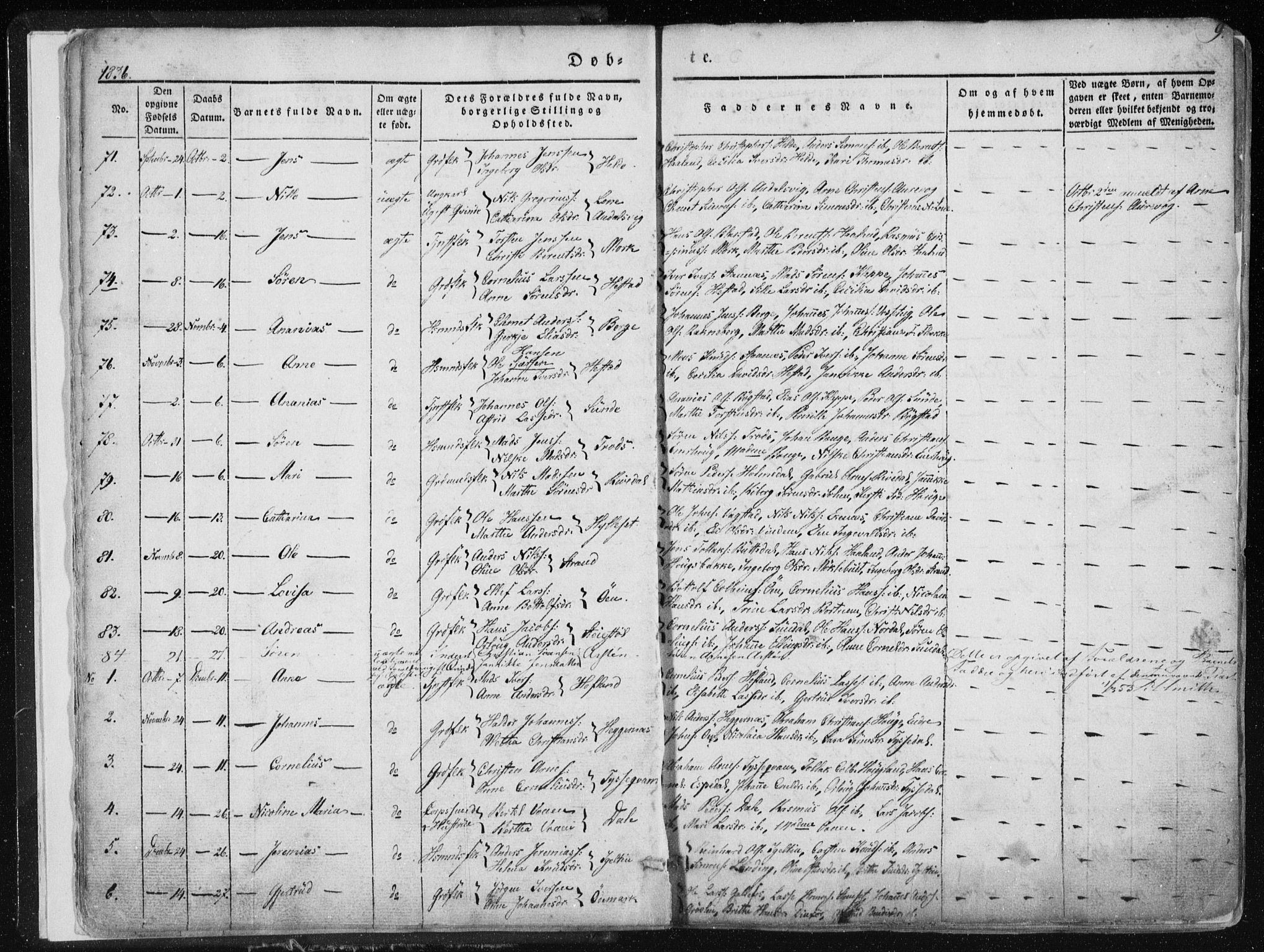 Fjaler sokneprestembete, SAB/A-79801/H/Haa/Haaa/L0006: Parish register (official) no. A 6, 1835-1884, p. 9