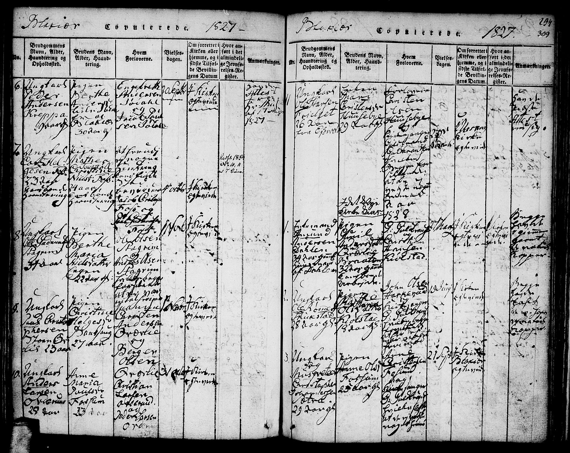 Aurskog prestekontor Kirkebøker, SAO/A-10304a/F/Fa/L0005: Parish register (official) no. I 5, 1814-1829, p. 309