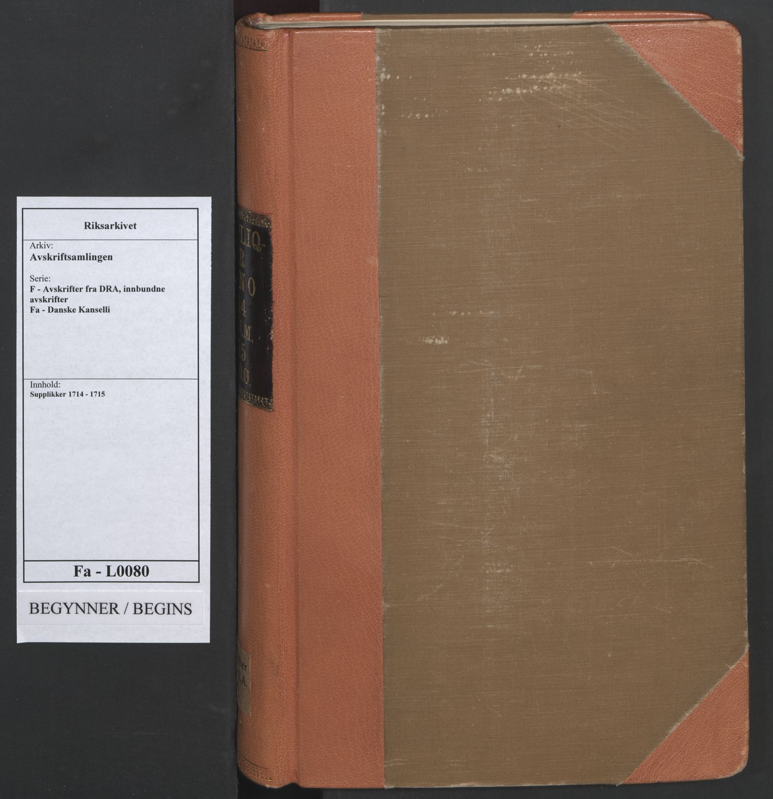 Avskriftsamlingen, RA/EA-4022/F/Fa/L0080: Supplikker, 1714-1715, p. 1