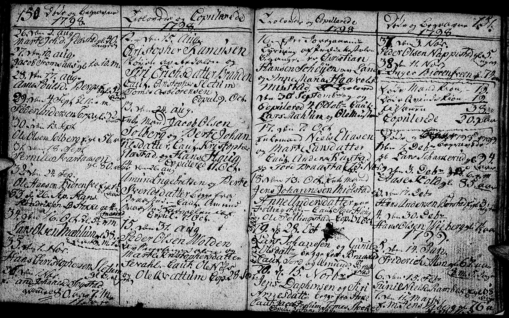 Vardal prestekontor, SAH/PREST-100/H/Ha/Hab/L0002: Parish register (copy) no. 2, 1790-1803, p. 150-151