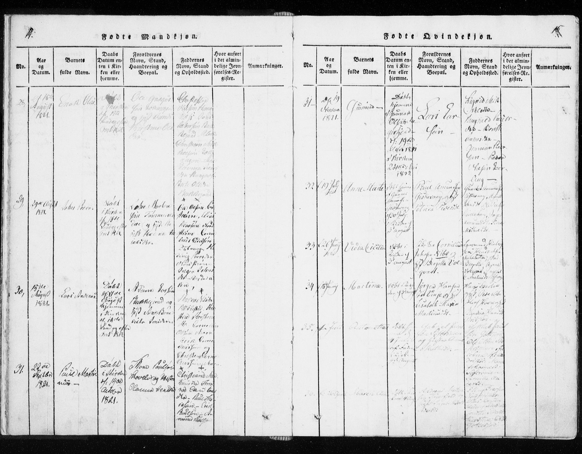 Tranøy sokneprestkontor, SATØ/S-1313/I/Ia/Iaa/L0004kirke: Parish register (official) no. 4, 1820-1829, p. 14-15