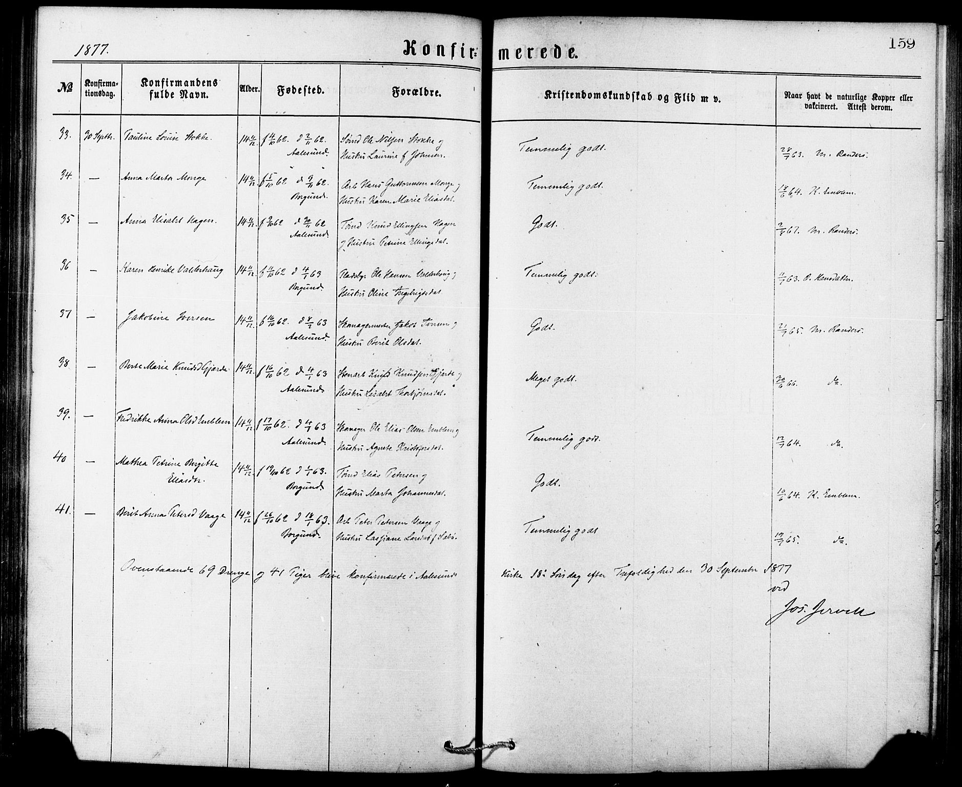 Ministerialprotokoller, klokkerbøker og fødselsregistre - Møre og Romsdal, AV/SAT-A-1454/529/L0453: Parish register (official) no. 529A03, 1872-1877, p. 159