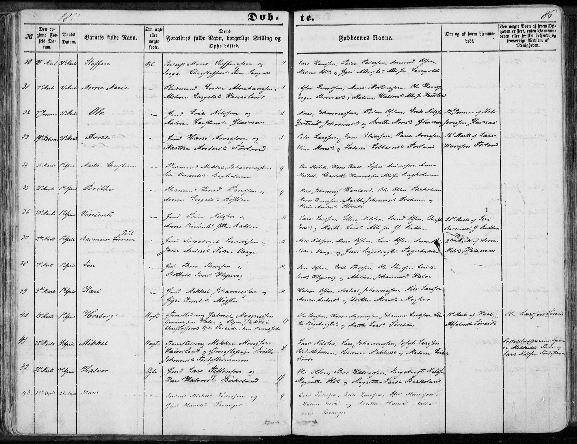 Sund sokneprestembete, AV/SAB-A-99930: Parish register (official) no. A 14, 1850-1866, p. 86