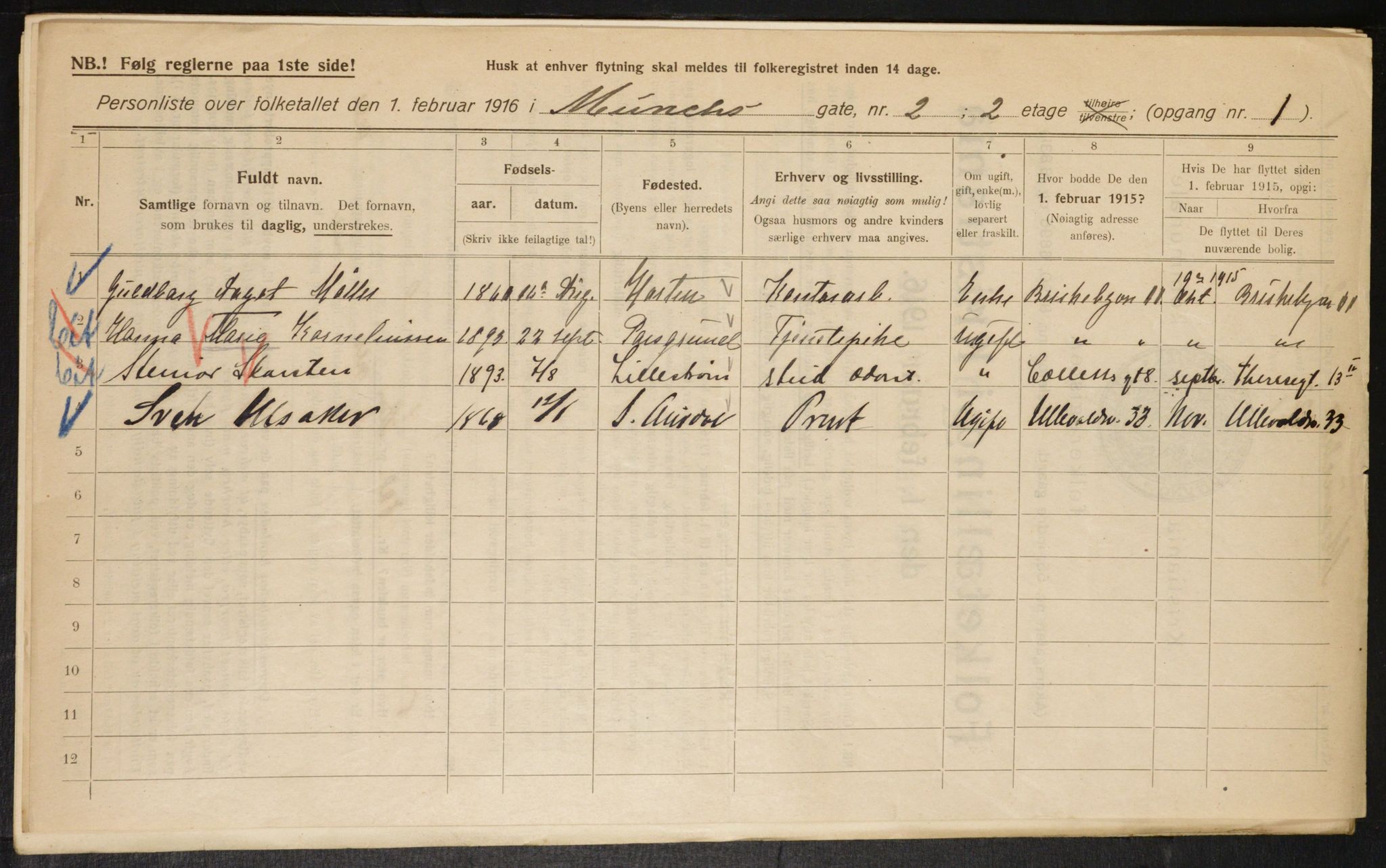 OBA, Municipal Census 1916 for Kristiania, 1916, p. 68307