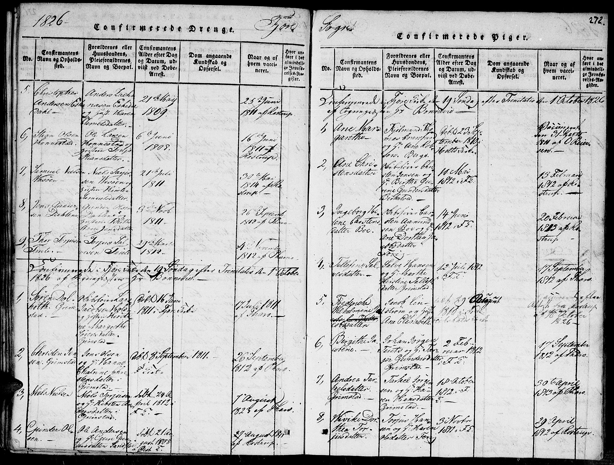 Fjære sokneprestkontor, AV/SAK-1111-0011/F/Fa/L0001: Parish register (official) no. A 1 /1, 1816-1826, p. 272