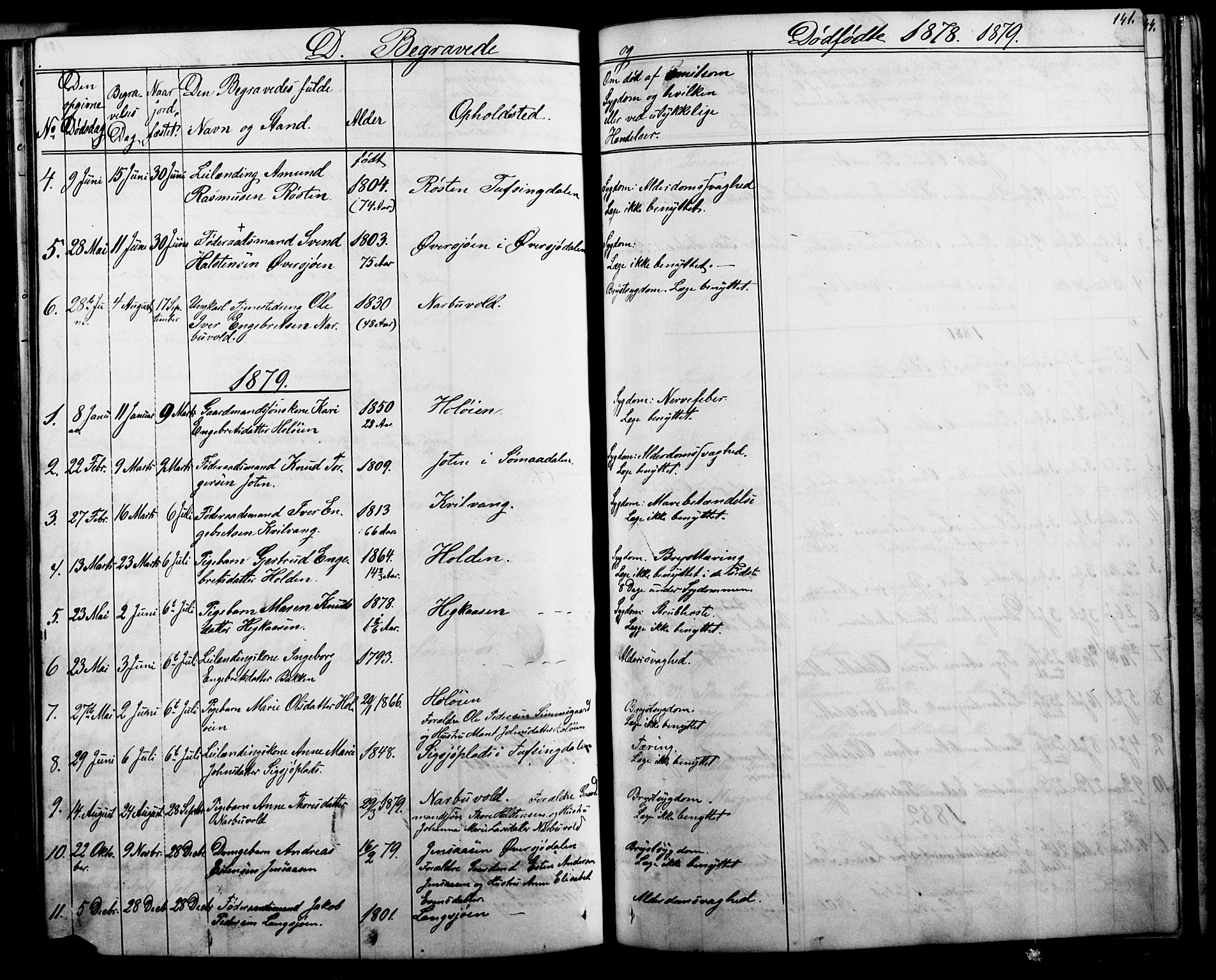 Tolga prestekontor, AV/SAH-PREST-062/L/L0006: Parish register (copy) no. 6, 1864-1894, p. 141