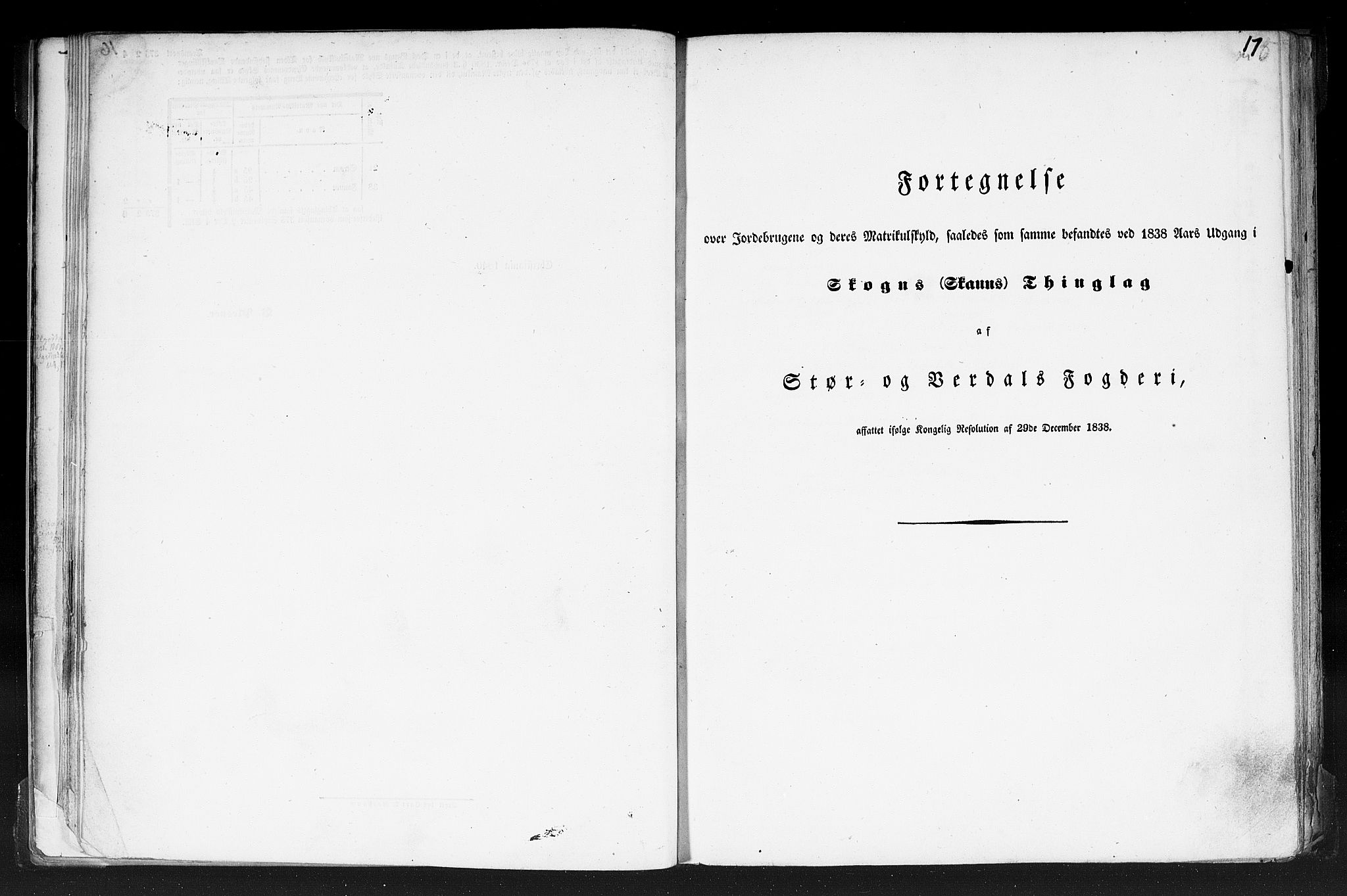 Rygh, RA/PA-0034/F/Fb/L0015/0001: Matrikkelen for 1838 / Matrikkelen for 1838 - Nordre Trondhjems amt (Nord-Trøndelag fylke), 1838, p. 17a