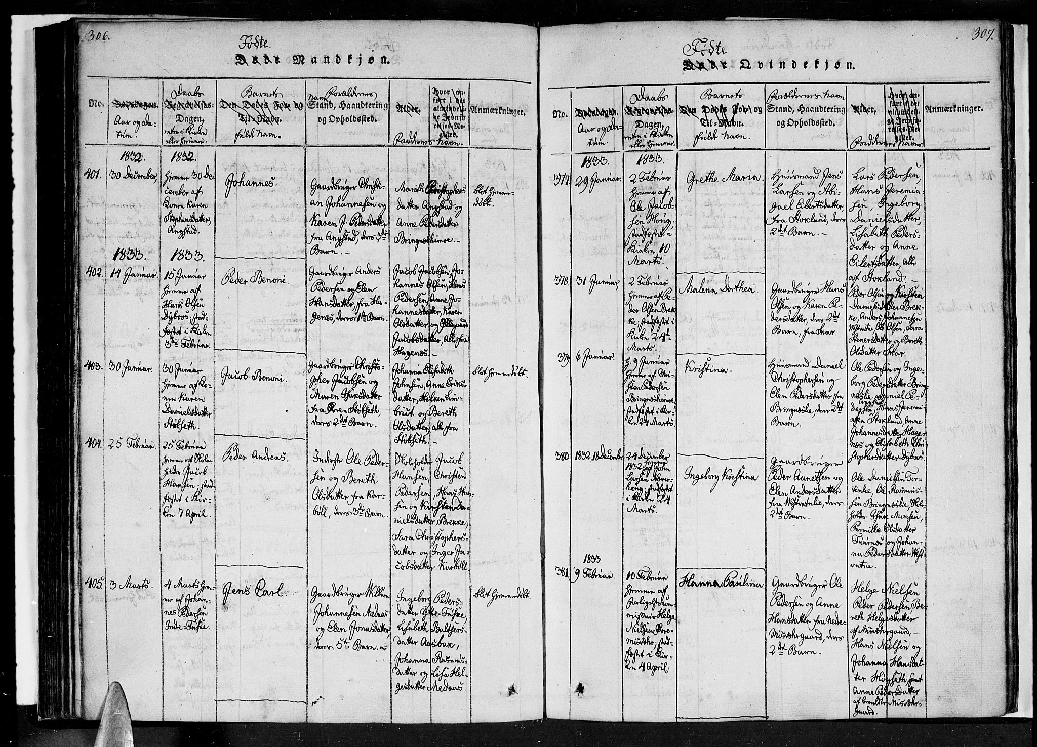 Ministerialprotokoller, klokkerbøker og fødselsregistre - Nordland, SAT/A-1459/852/L0736: Parish register (official) no. 852A06, 1820-1833, p. 306-307