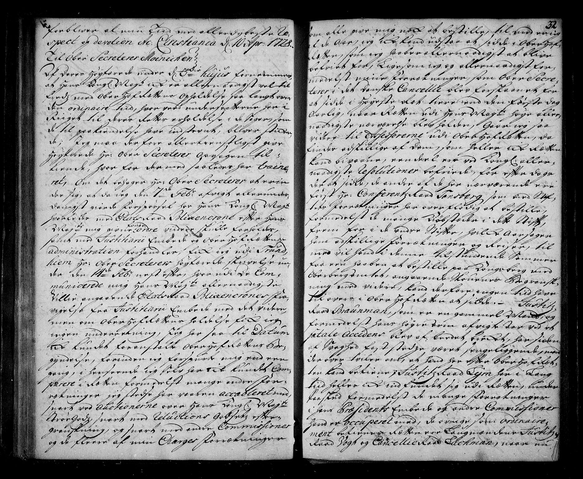 Stattholderembetet 1572-1771, AV/RA-EA-2870/Be/L0002: Relasjons- og korrespondanseprotokoll, 1726-1731, p. 31b-32a