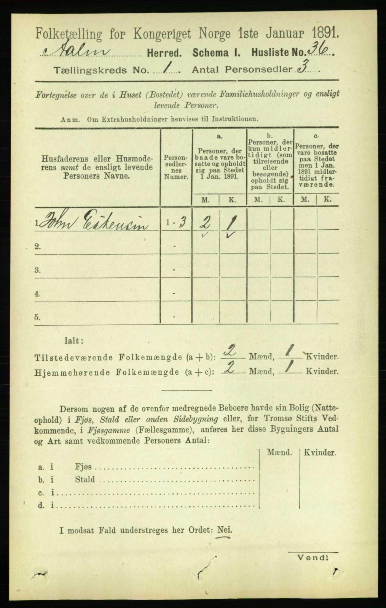 RA, 1891 census for 1644 Ålen, 1891, p. 56
