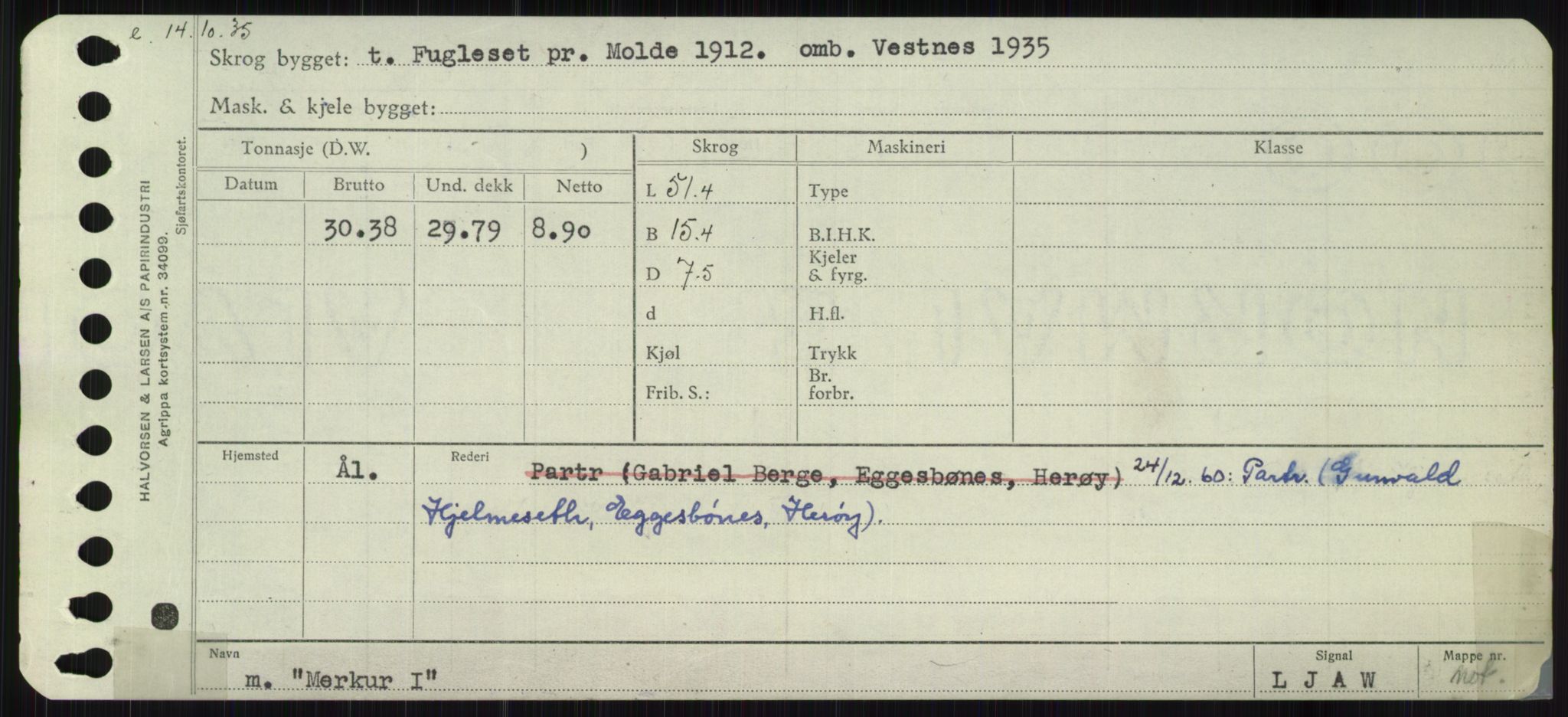 Sjøfartsdirektoratet med forløpere, Skipsmålingen, RA/S-1627/H/Ha/L0004/0001: Fartøy, Mas-R / Fartøy, Mas-Odd, p. 93