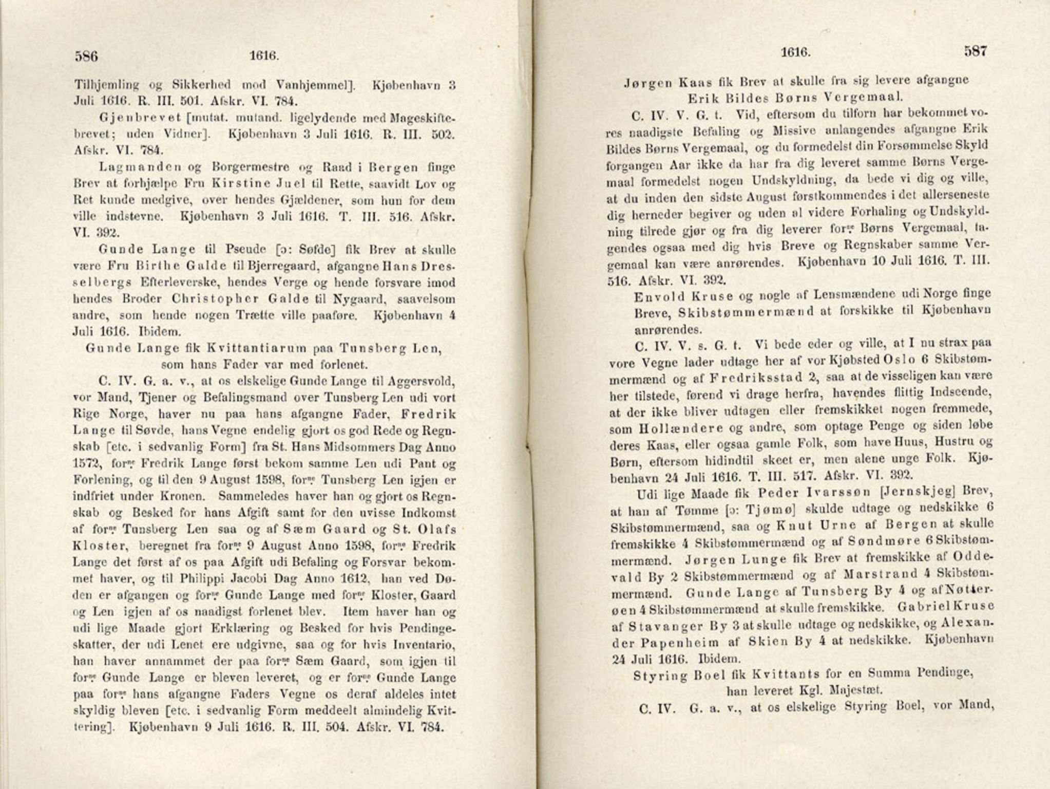 Publikasjoner utgitt av Det Norske Historiske Kildeskriftfond, PUBL/-/-/-: Norske Rigs-Registranter, bind 4, 1603-1618, p. 586-587