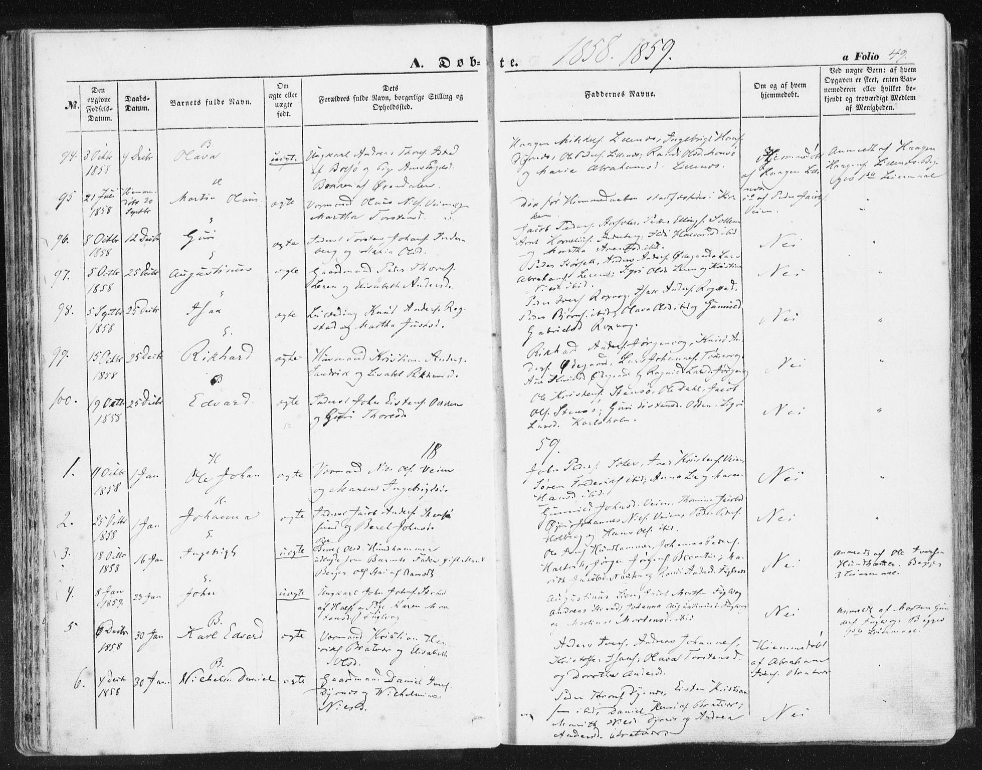 Ministerialprotokoller, klokkerbøker og fødselsregistre - Møre og Romsdal, AV/SAT-A-1454/581/L0937: Parish register (official) no. 581A05, 1853-1872, p. 49