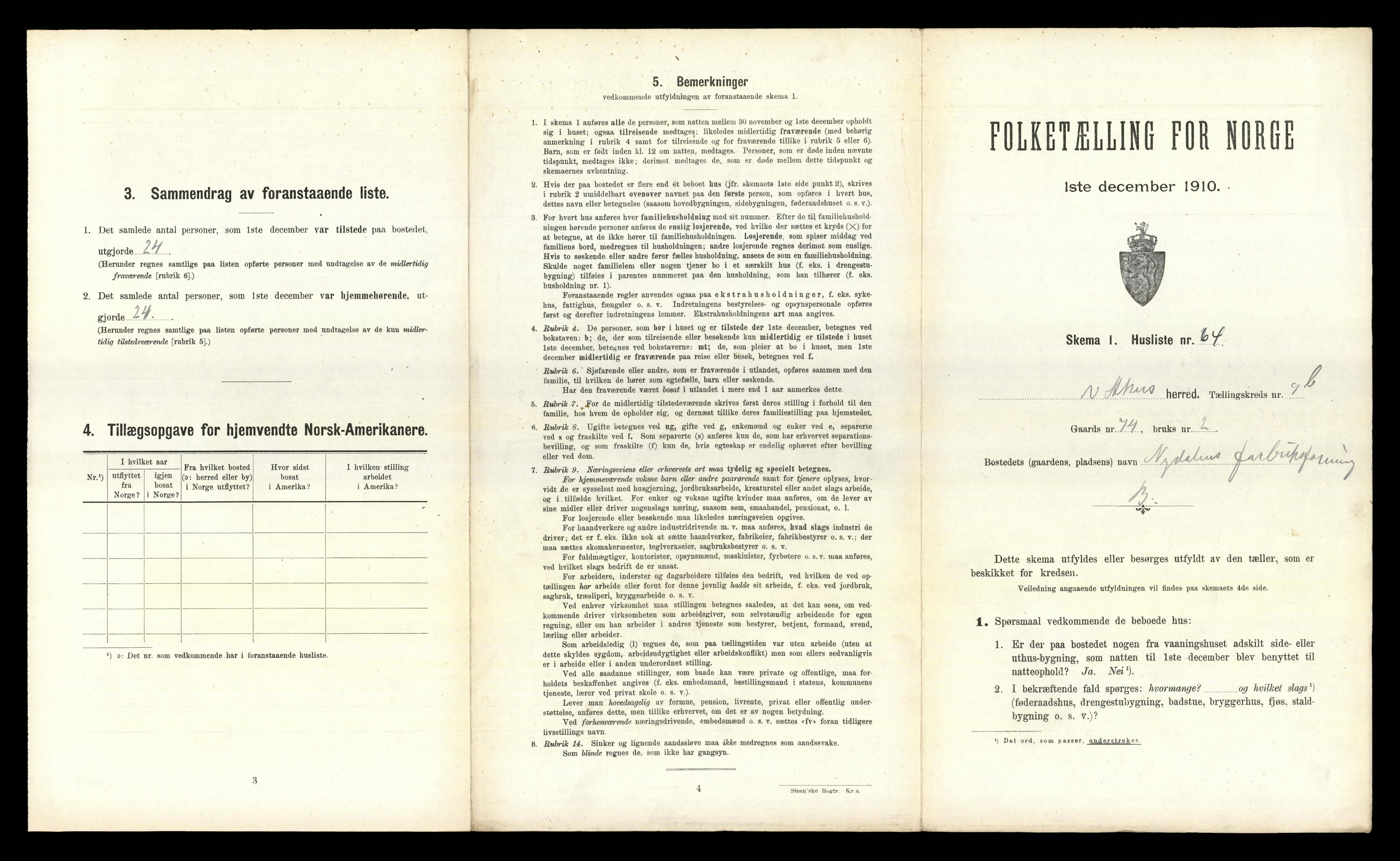 RA, 1910 census for Aker, 1910, p. 3041