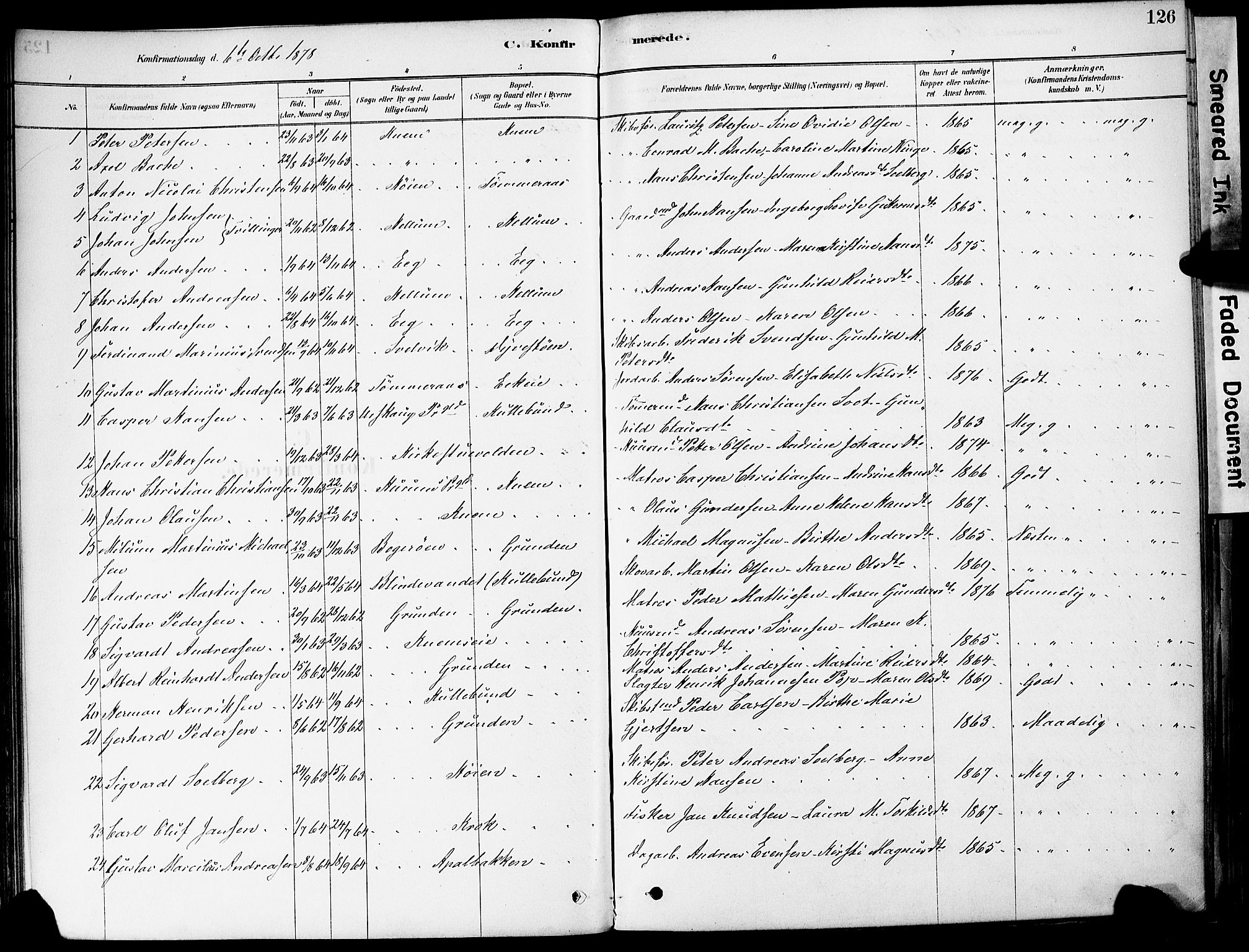 Strømm kirkebøker, SAKO/A-322/F/Fa/L0004: Parish register (official) no. I 4, 1878-1899, p. 126