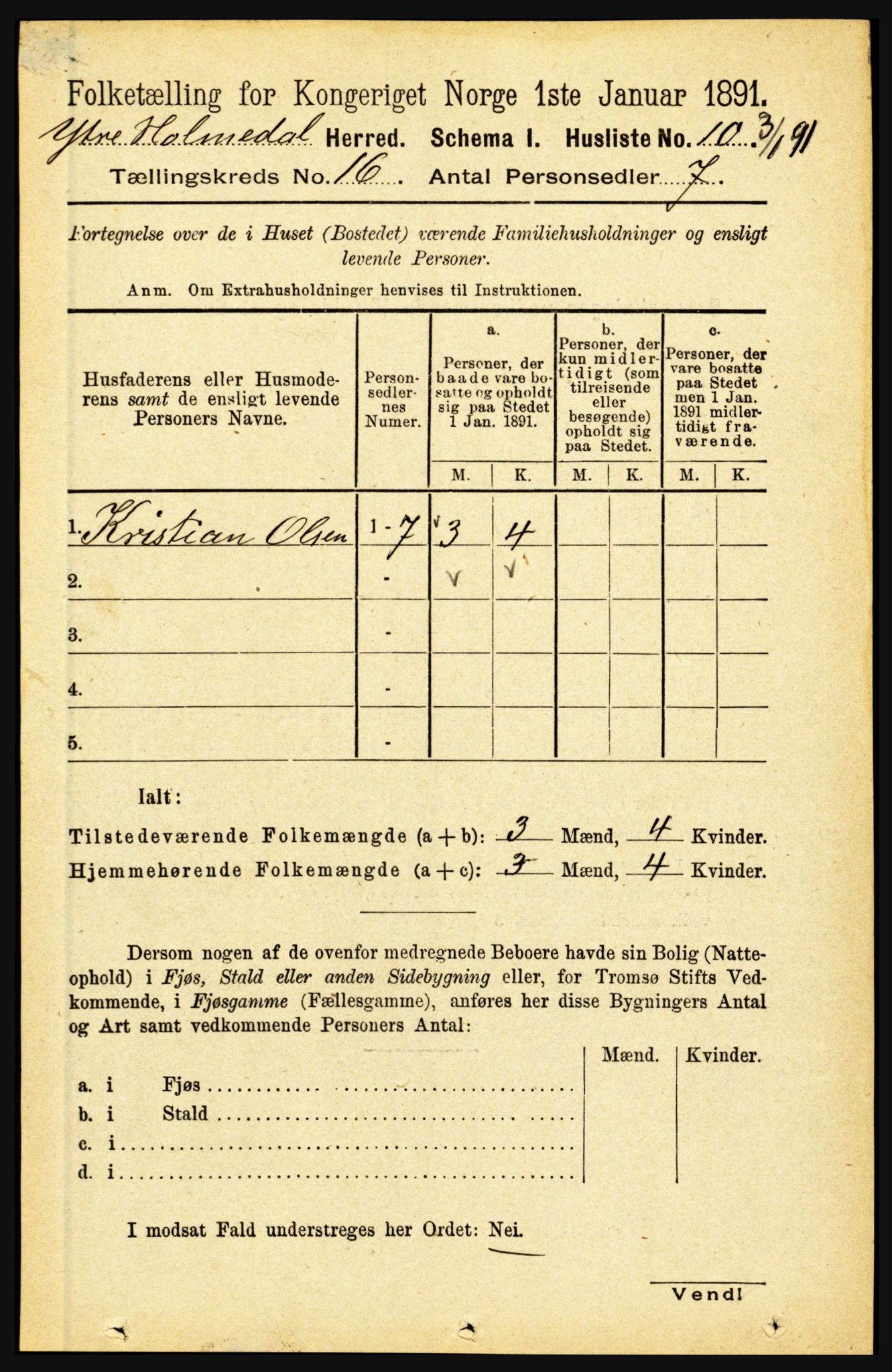 RA, 1891 census for 1429 Ytre Holmedal, 1891, p. 4206