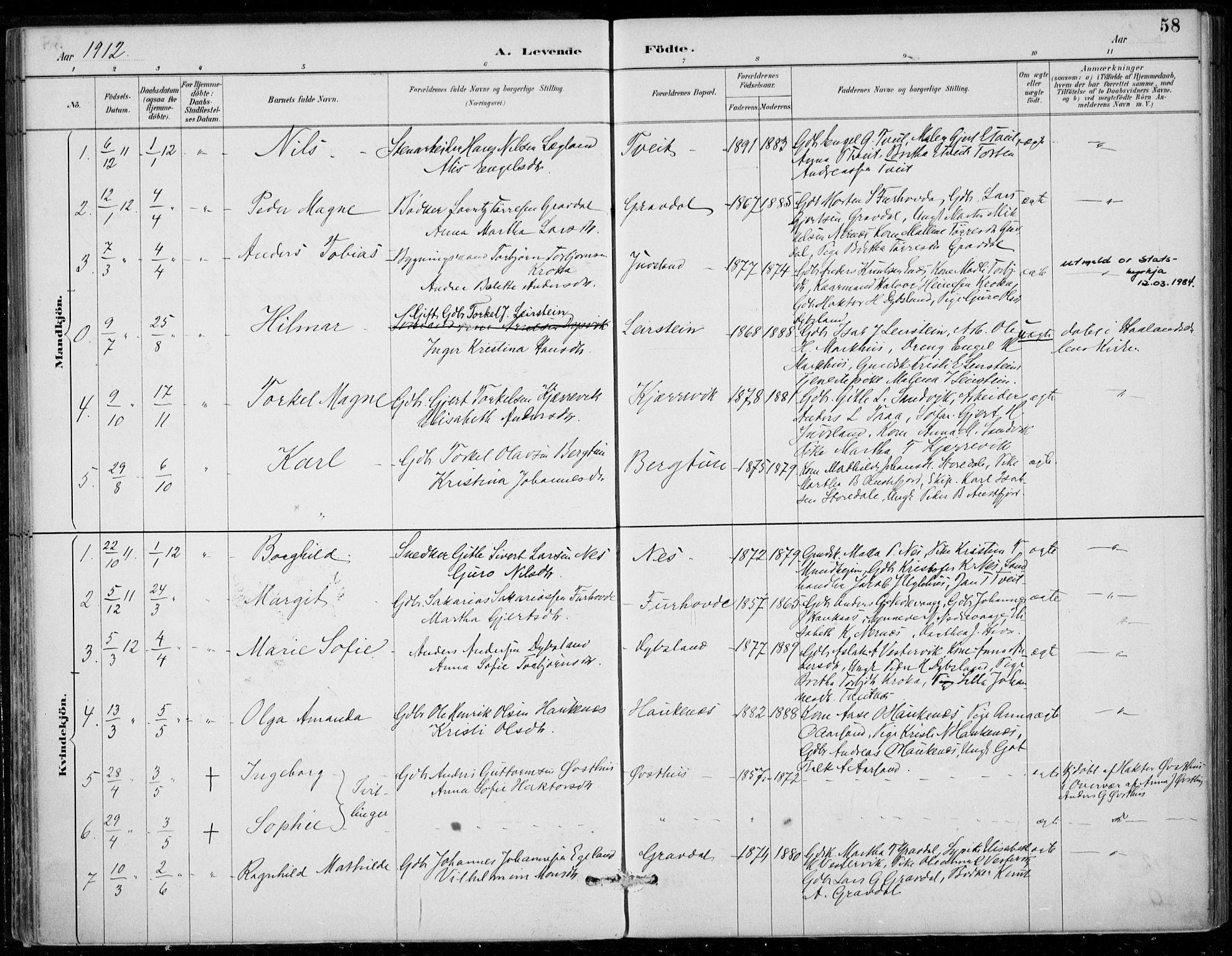 Strandebarm sokneprestembete, SAB/A-78401/H/Haa: Parish register (official) no. D  1, 1886-1912, p. 58