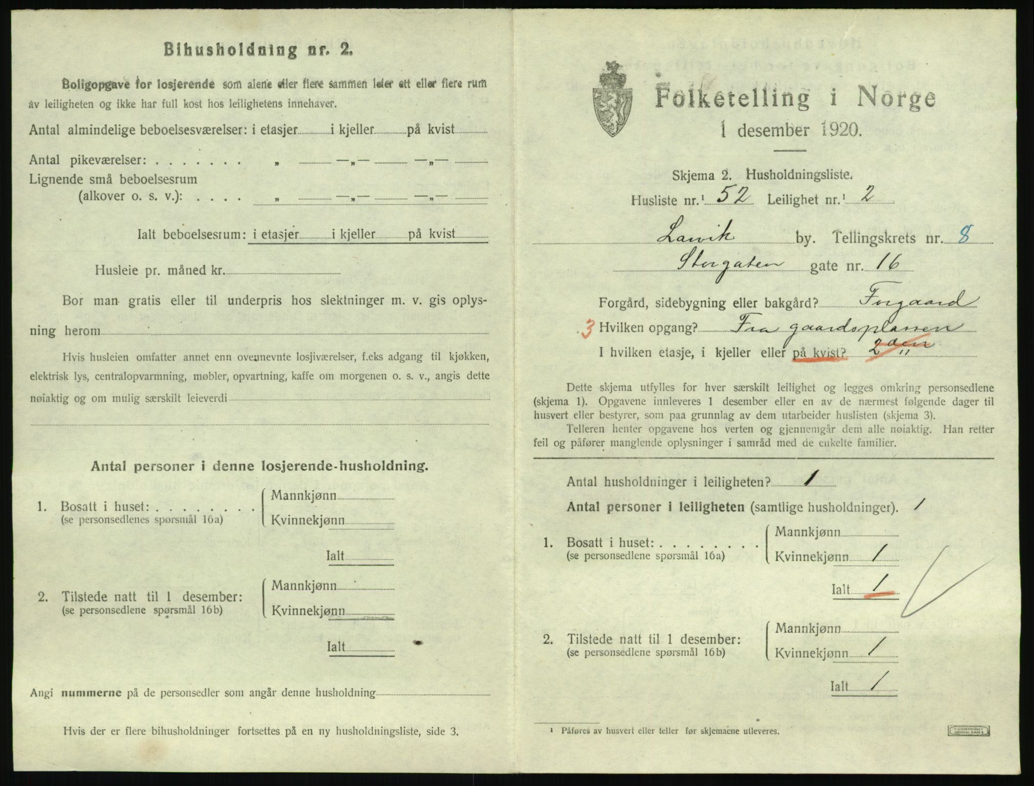 SAKO, 1920 census for Larvik, 1920, p. 6710