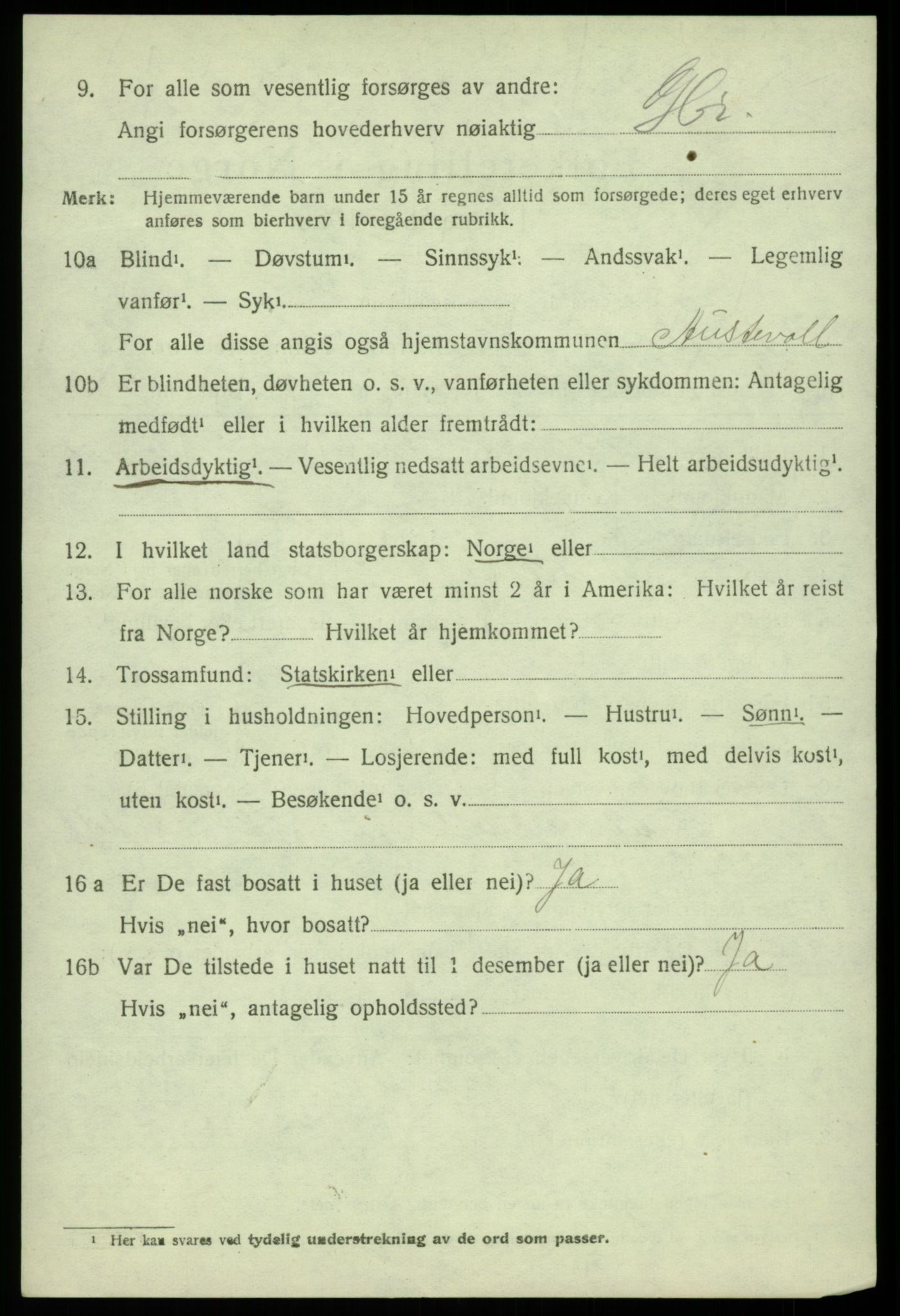 SAB, 1920 census for Austevoll, 1920, p. 6039