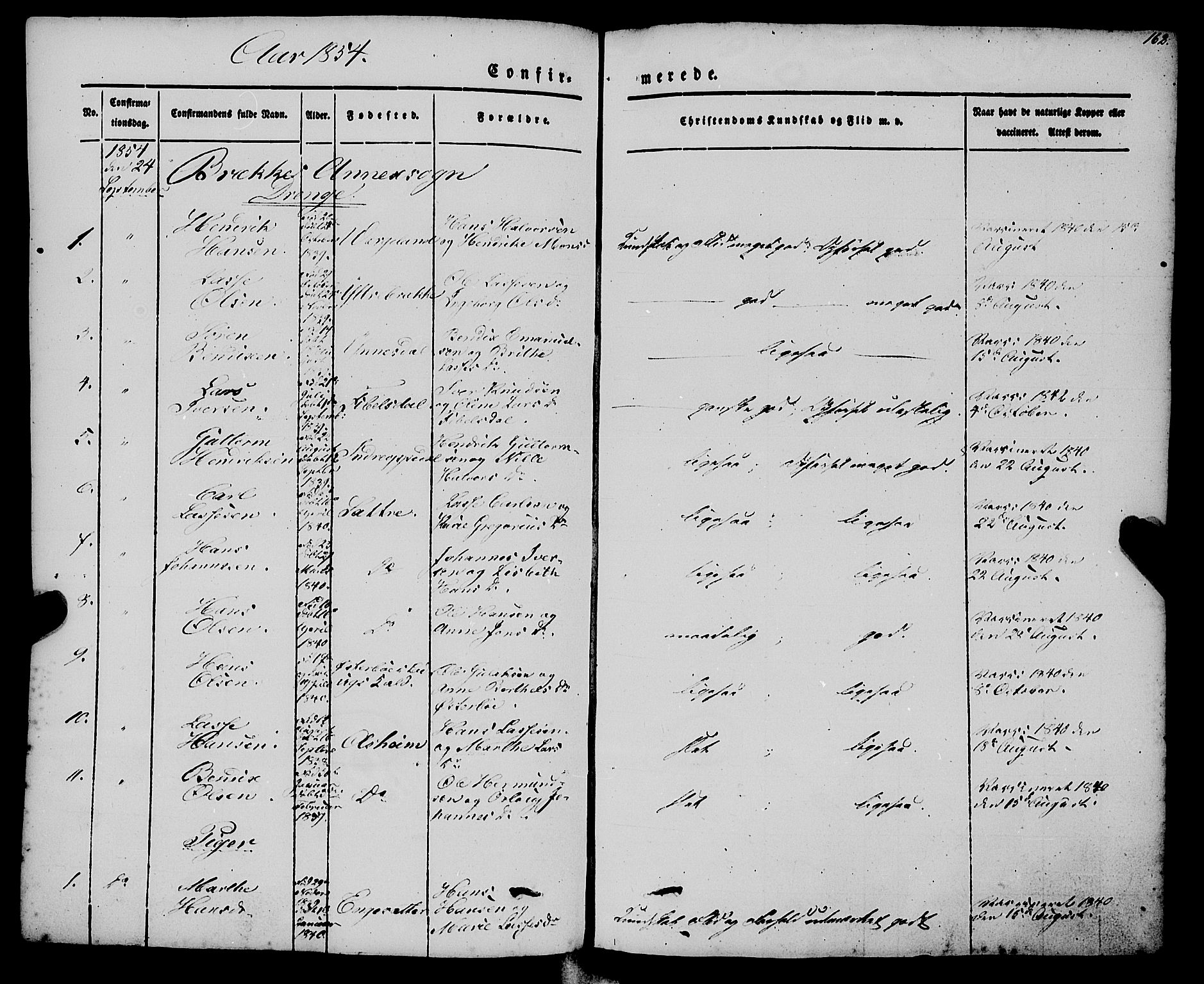 Gulen sokneprestembete, SAB/A-80201/H/Haa/Haaa/L0021: Parish register (official) no. A 21, 1848-1858, p. 162