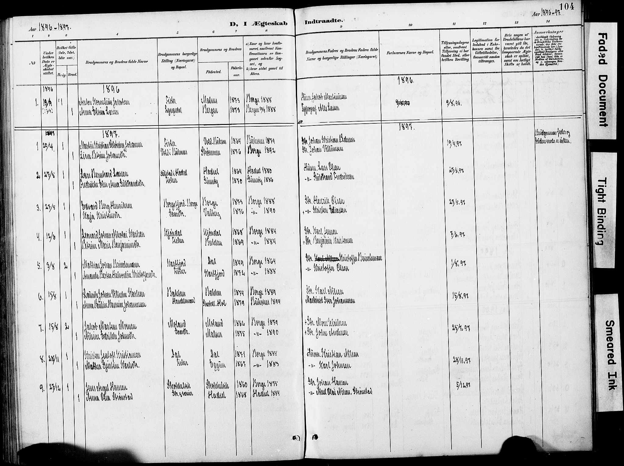 Ministerialprotokoller, klokkerbøker og fødselsregistre - Nordland, AV/SAT-A-1459/884/L1197: Parish register (copy) no. 884C03, 1888-1926, p. 104