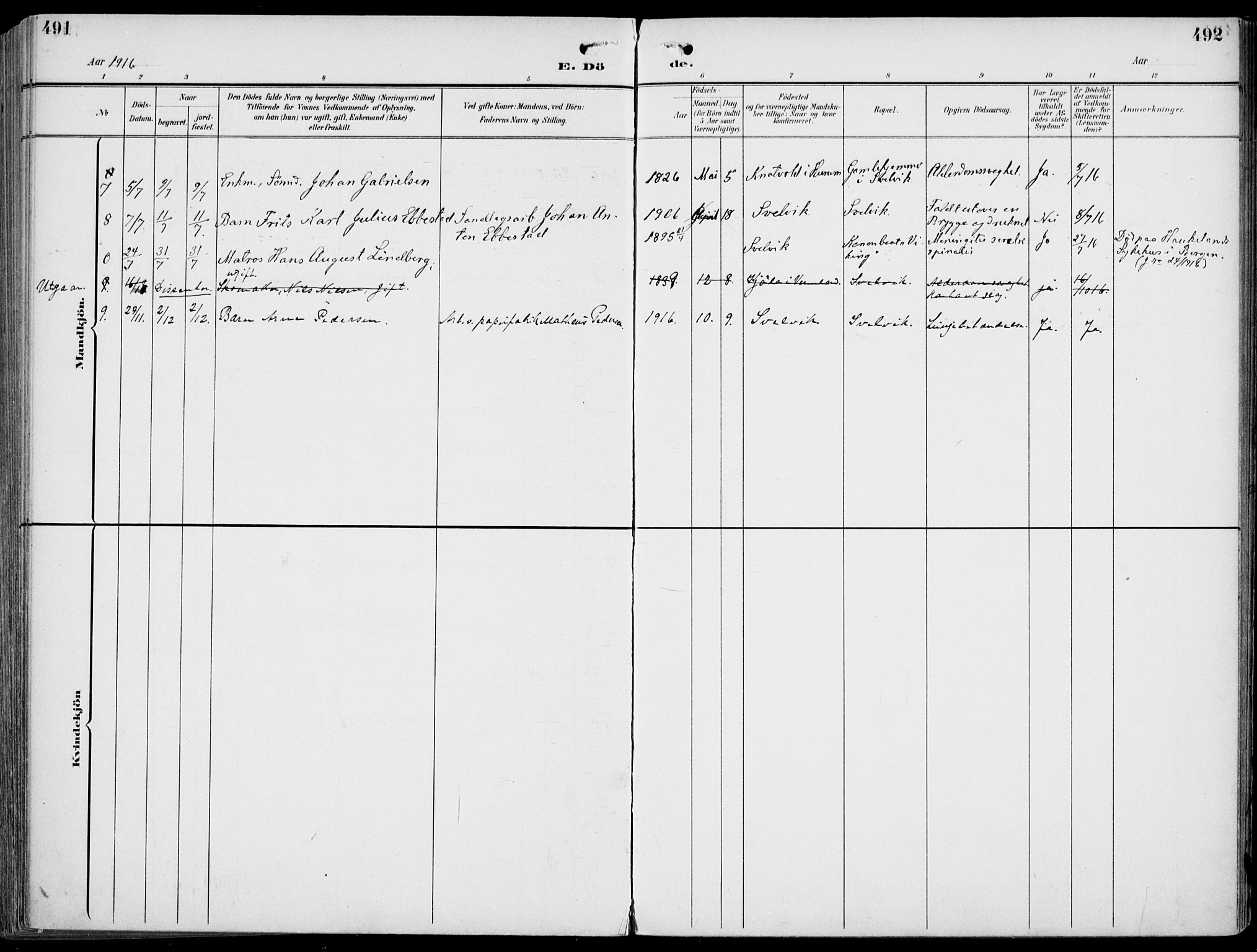 Strømm kirkebøker, AV/SAKO-A-322/F/Fb/L0002: Parish register (official) no. II 2, 1900-1919, p. 491-492