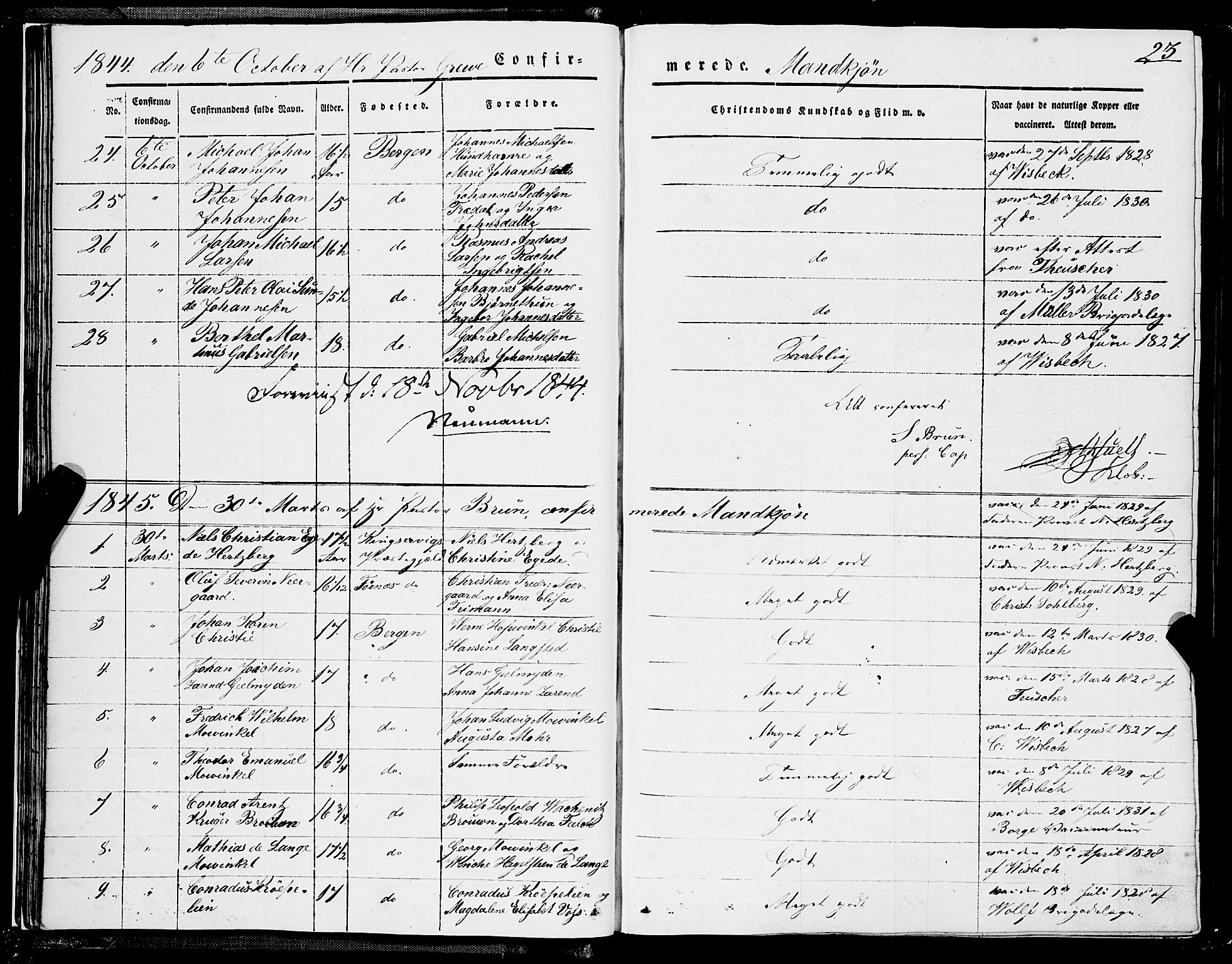 Domkirken sokneprestembete, SAB/A-74801/H/Haa/L0027: Parish register (official) no. C 2, 1841-1852, p. 23