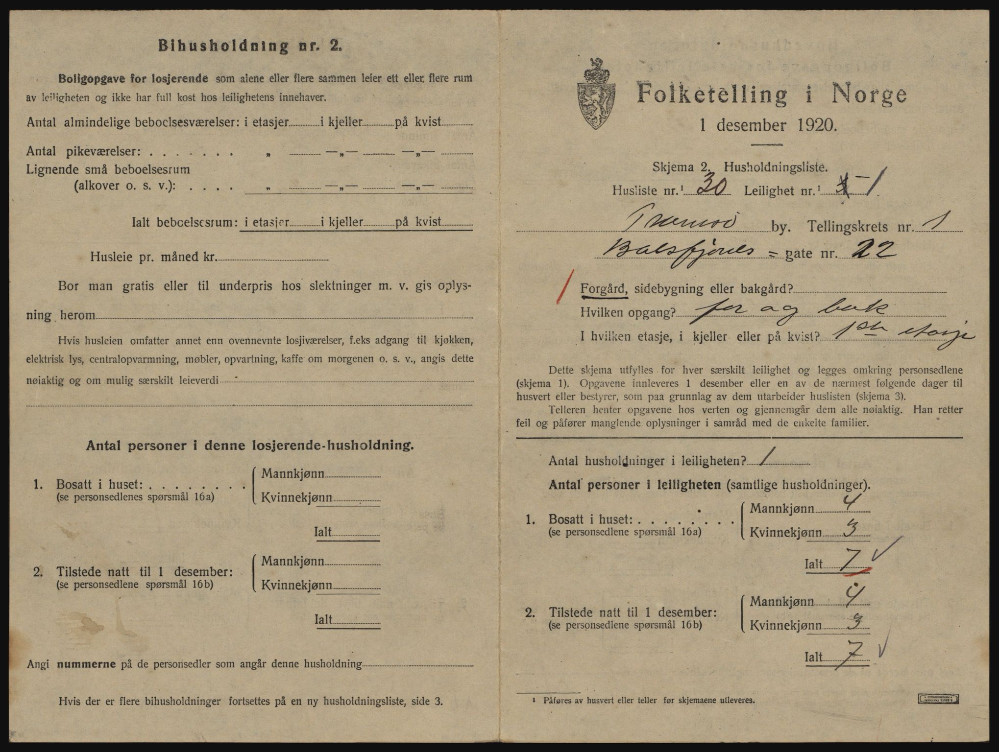 SATØ, 1920 census for Tromsø, 1920, p. 2507