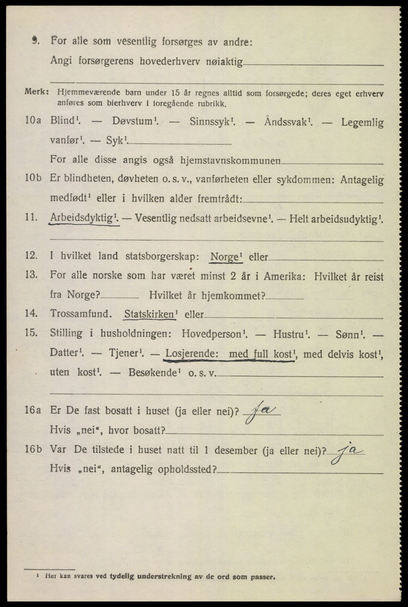 SAK, 1920 census for Grindheim, 1920, p. 910