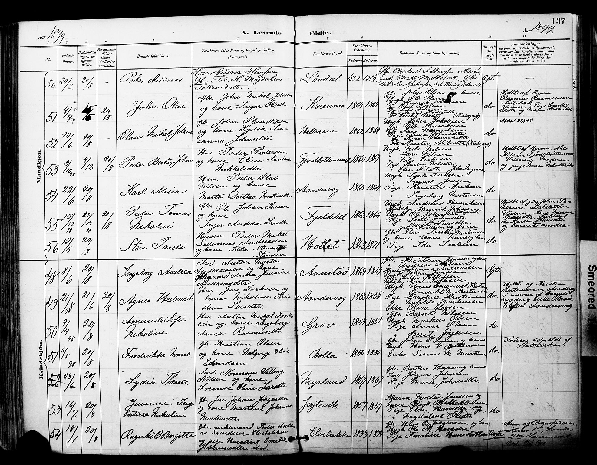 Ibestad sokneprestembete, SATØ/S-0077/H/Ha/Haa/L0012kirke: Parish register (official) no. 12, 1890-1900, p. 137