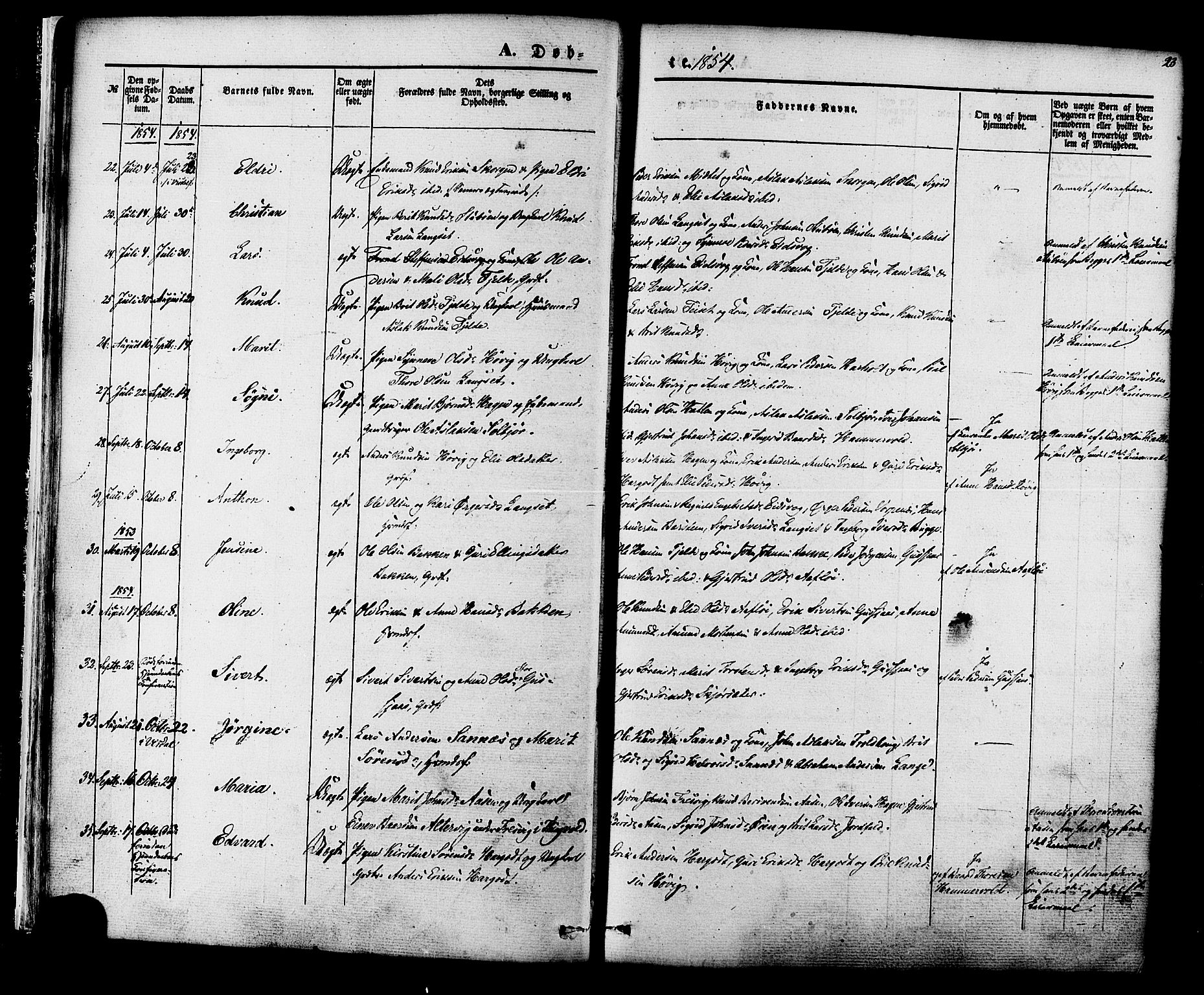Ministerialprotokoller, klokkerbøker og fødselsregistre - Møre og Romsdal, SAT/A-1454/551/L0625: Parish register (official) no. 551A05, 1846-1879, p. 23