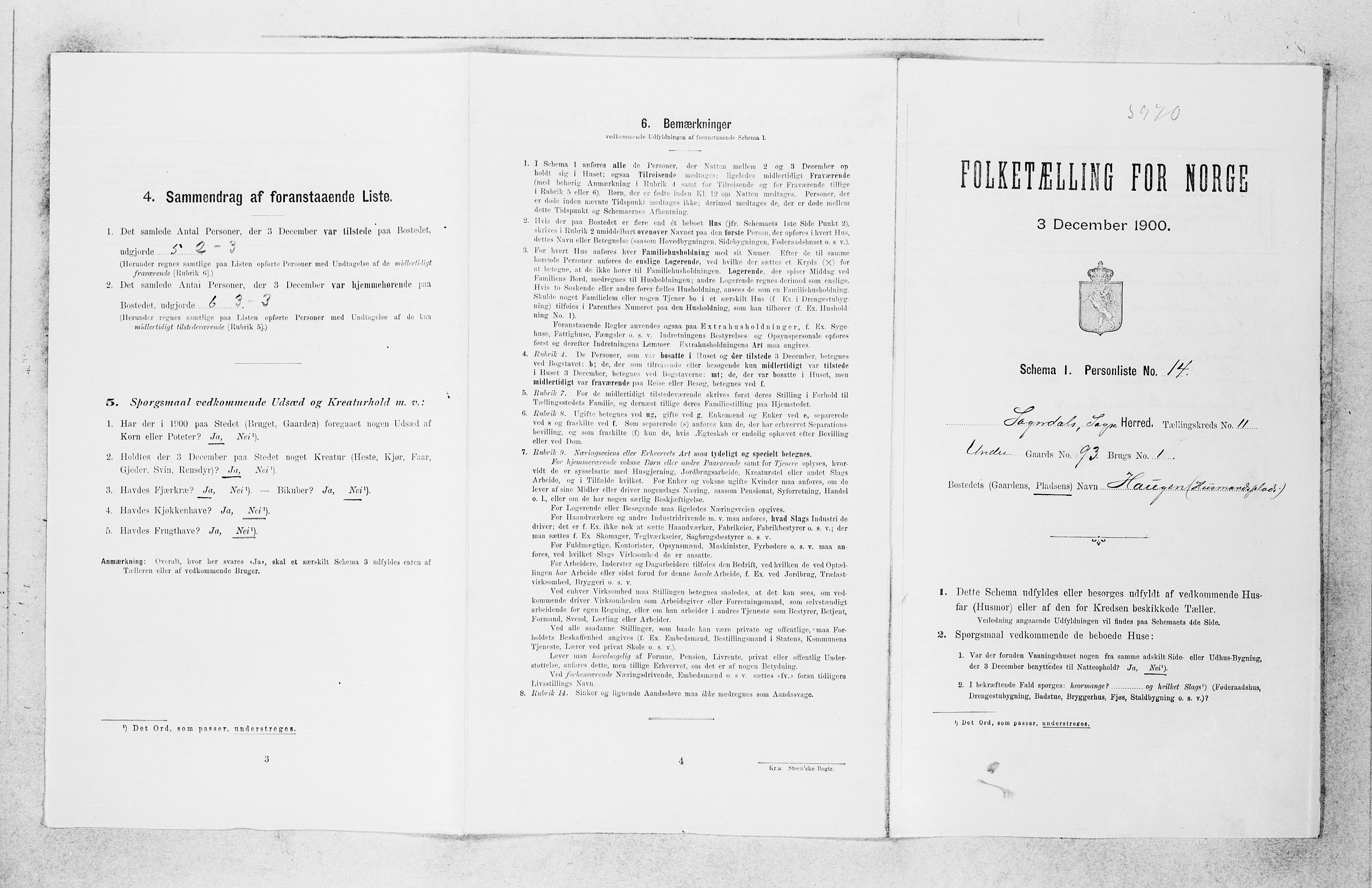 SAB, 1900 census for Sogndal, 1900, p. 814