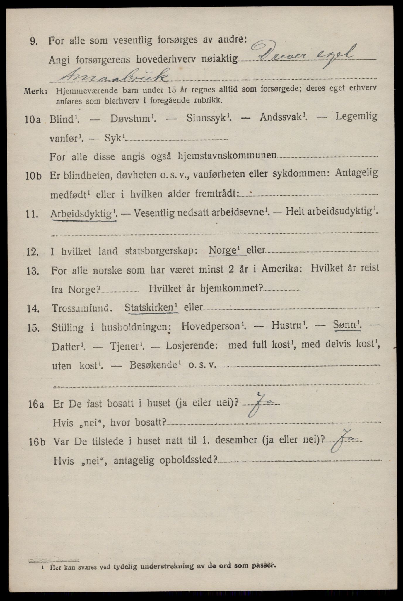 SAST, 1920 census for Tysvær, 1920, p. 1849