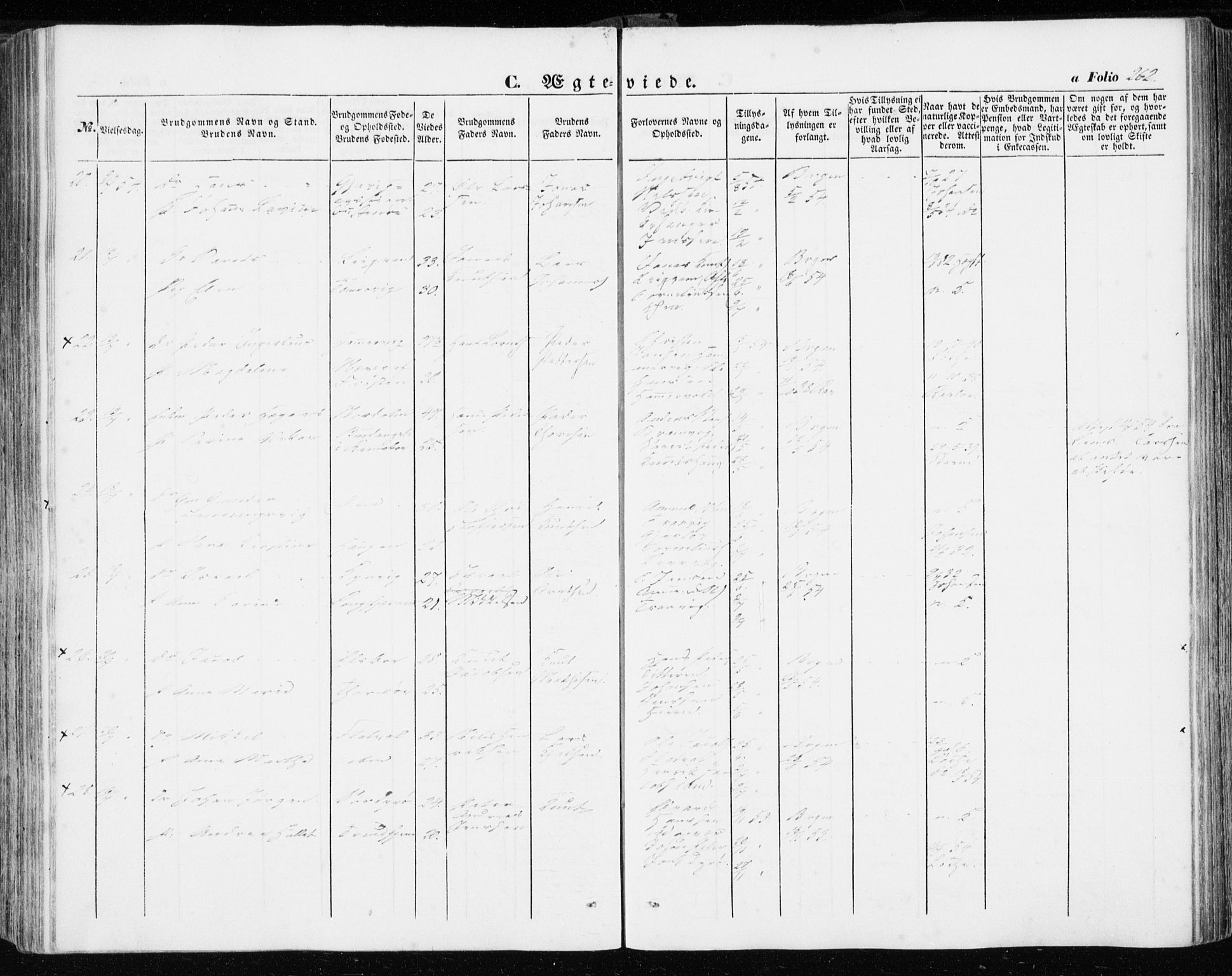 Ministerialprotokoller, klokkerbøker og fødselsregistre - Sør-Trøndelag, AV/SAT-A-1456/634/L0530: Parish register (official) no. 634A06, 1852-1860, p. 262