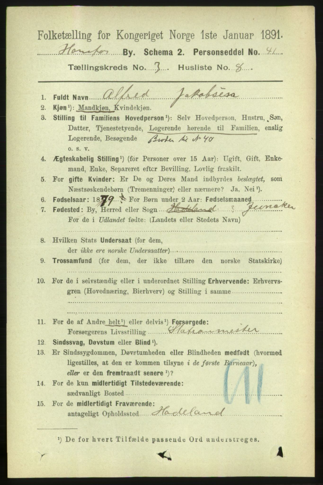 RA, 1891 census for 0601 Hønefoss, 1891, p. 783