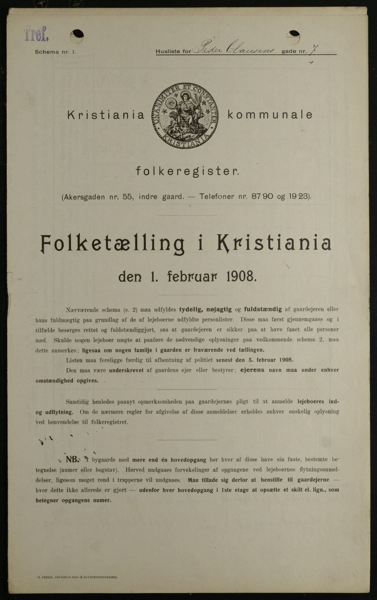 OBA, Municipal Census 1908 for Kristiania, 1908, p. 70616