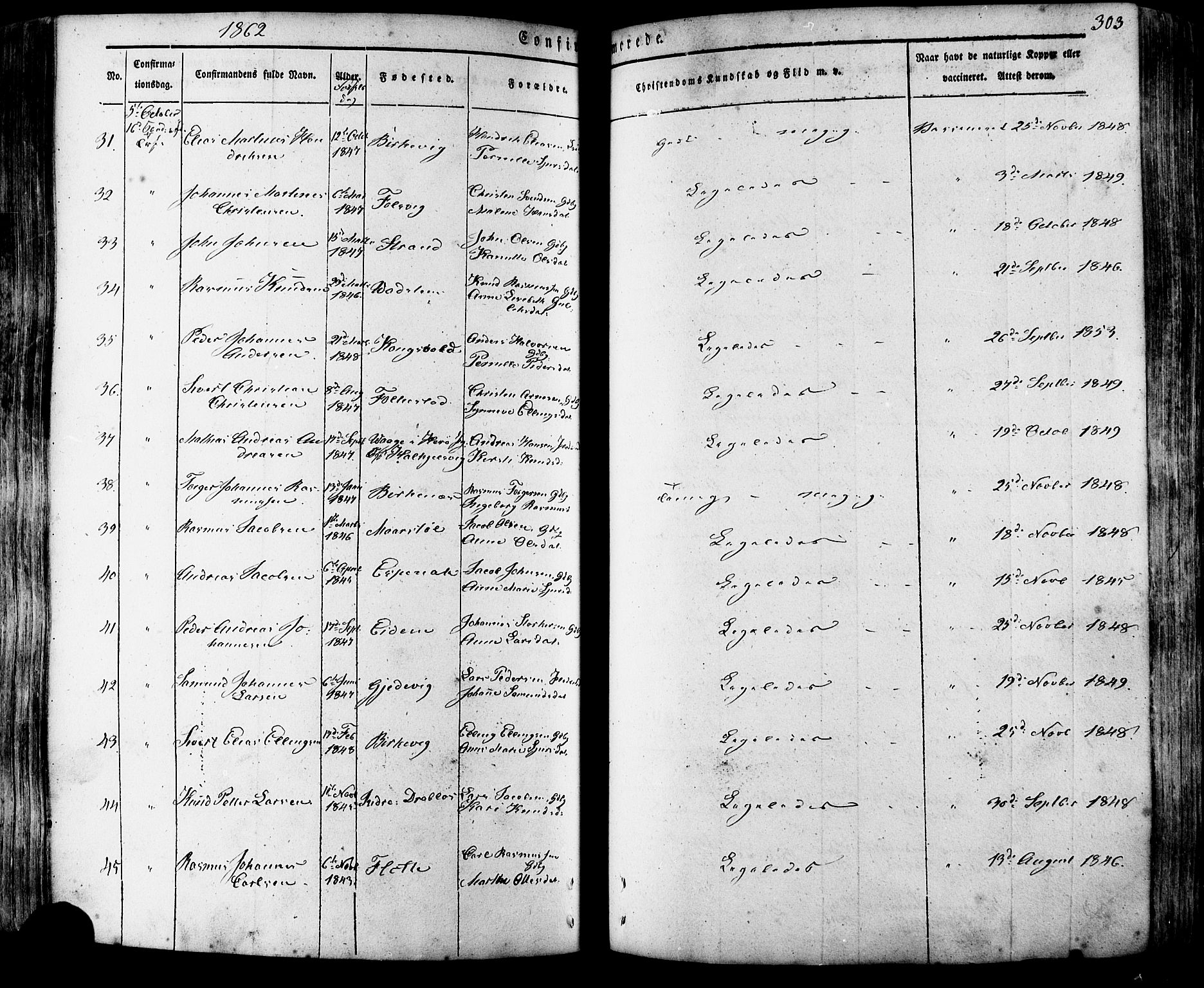 Ministerialprotokoller, klokkerbøker og fødselsregistre - Møre og Romsdal, AV/SAT-A-1454/511/L0140: Parish register (official) no. 511A07, 1851-1878, p. 303