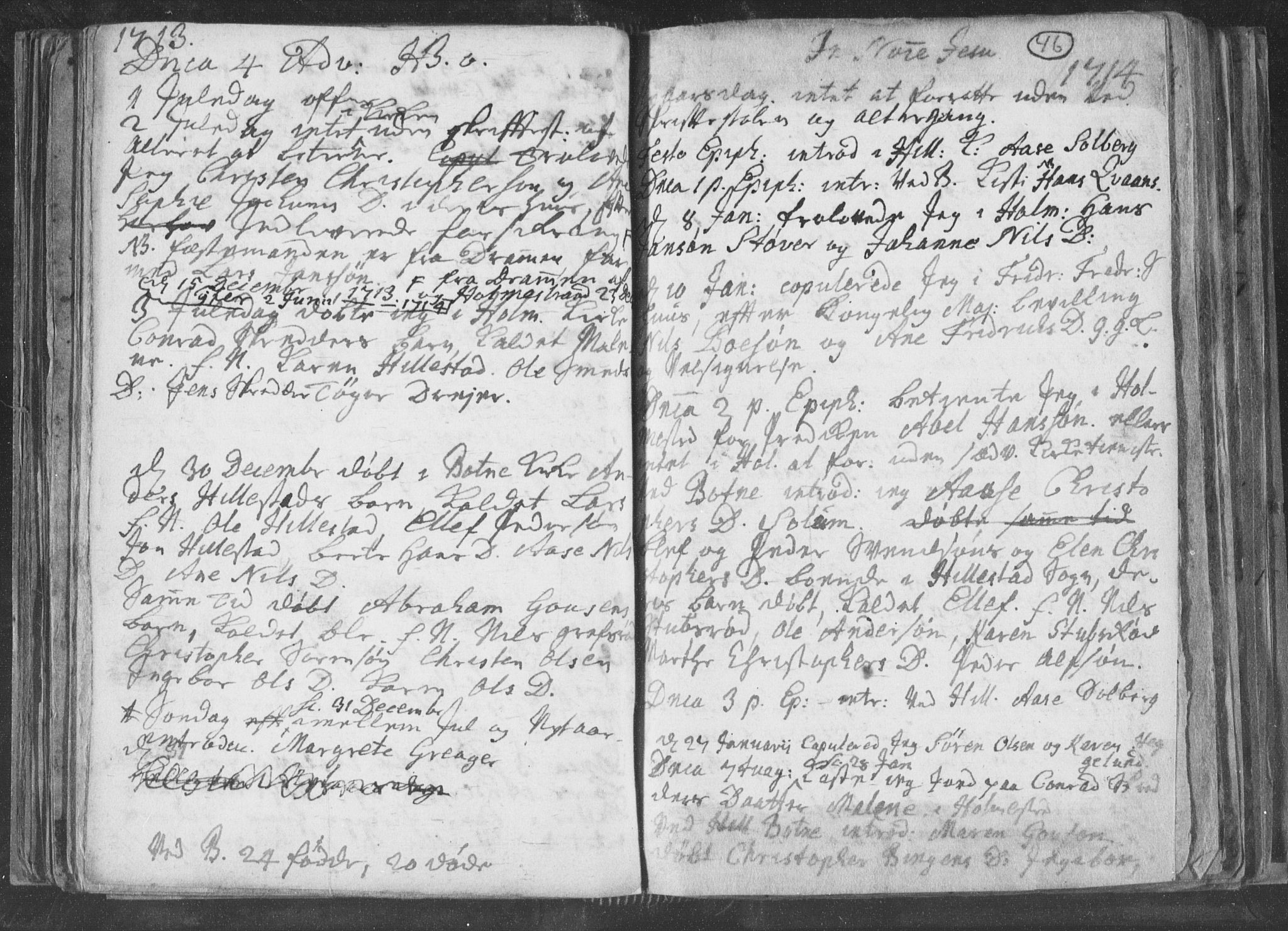 Botne kirkebøker, AV/SAKO-A-340/F/Fa/L0001b: Parish register (official) no. I 1B, 1707-1722, p. 46