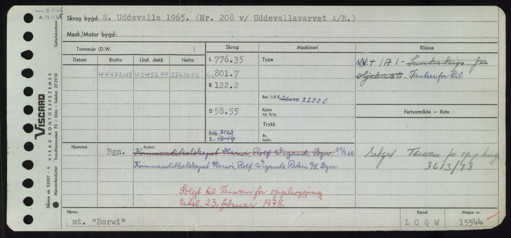 Sjøfartsdirektoratet med forløpere, Skipsmålingen, RA/S-1627/H/Hd/L0004: Fartøy, Bia-Boy, p. 619