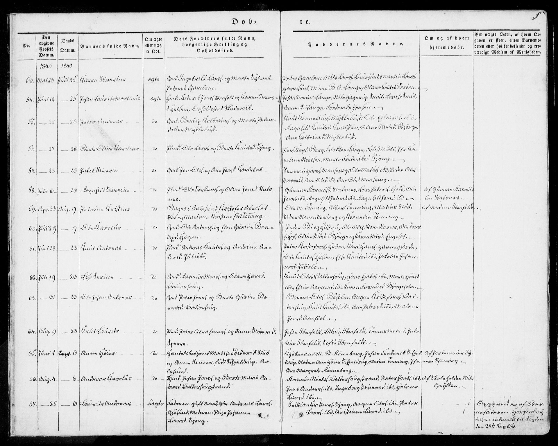 Ministerialprotokoller, klokkerbøker og fødselsregistre - Møre og Romsdal, SAT/A-1454/528/L0396: Parish register (official) no. 528A07, 1839-1847, p. 5