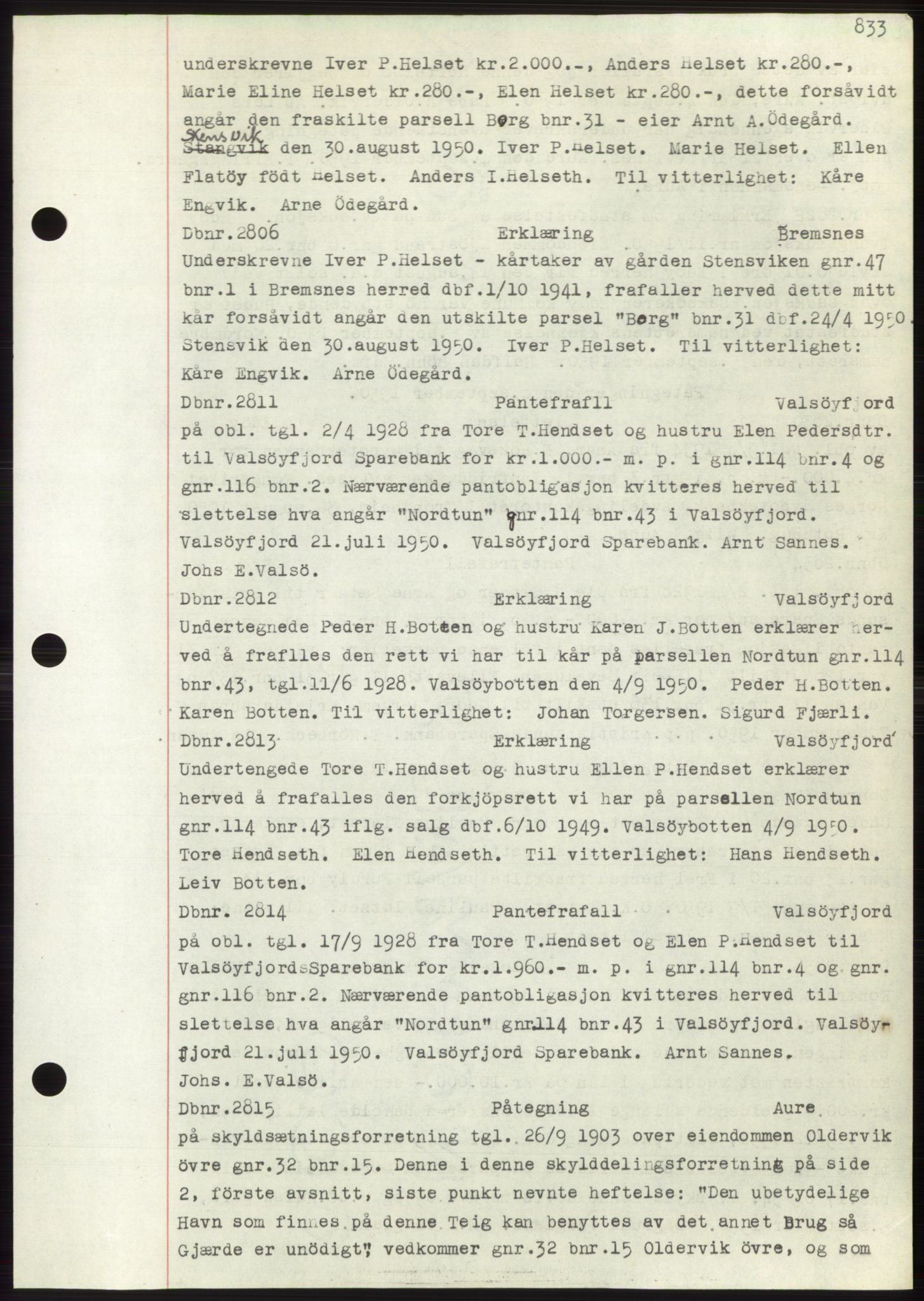 Nordmøre sorenskriveri, AV/SAT-A-4132/1/2/2Ca: Mortgage book no. C82b, 1946-1951, Diary no: : 2806/1950