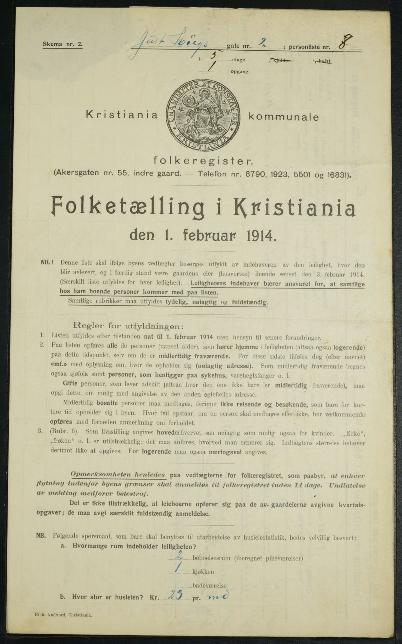 OBA, Municipal Census 1914 for Kristiania, 1914, p. 47651