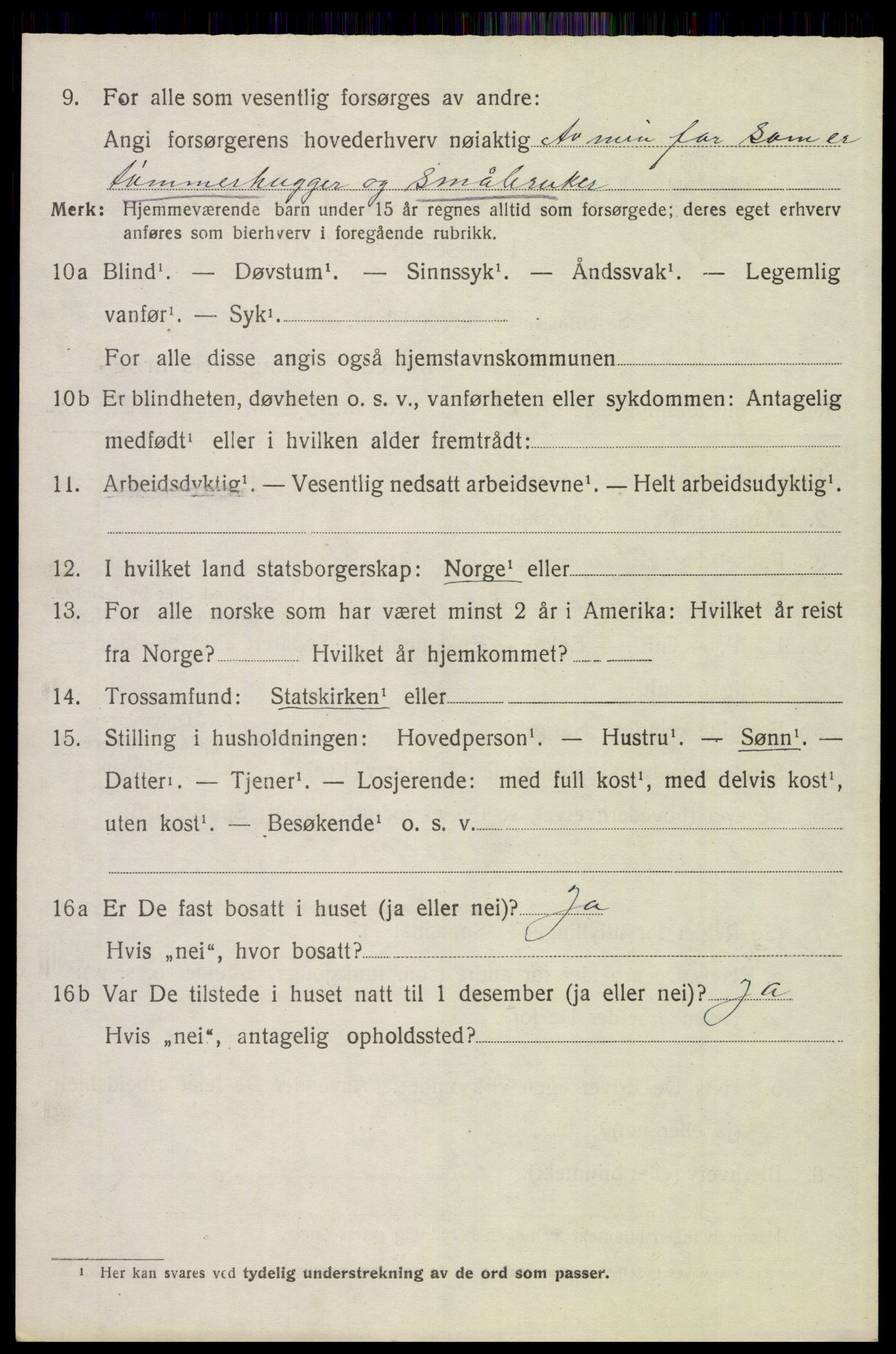 SAH, 1920 census for Elverum, 1920, p. 23609