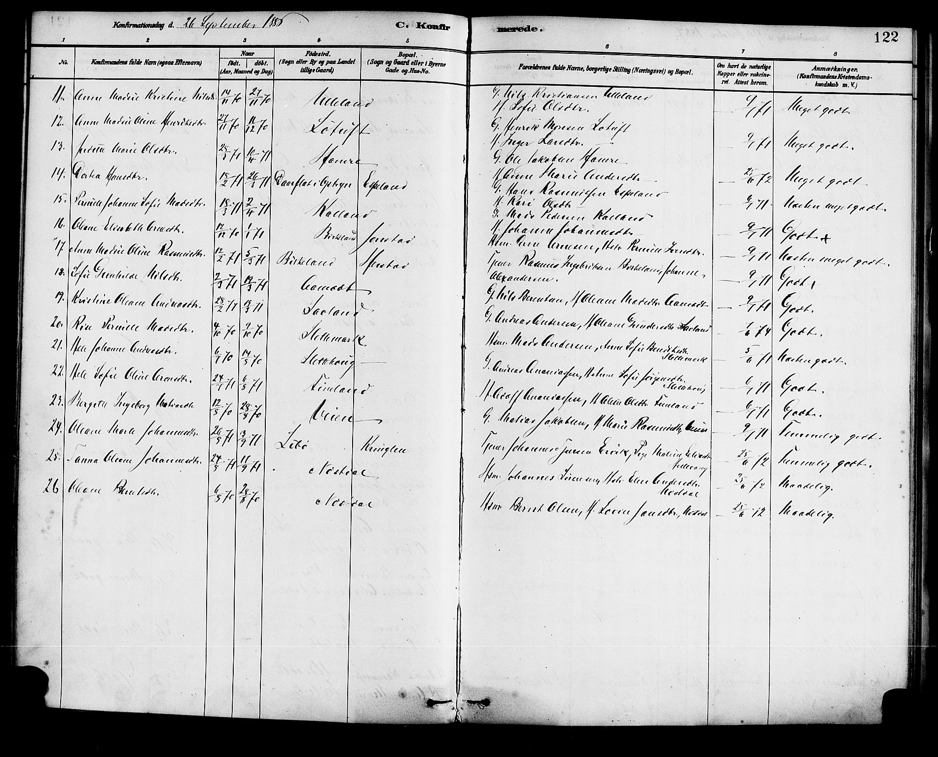 Førde sokneprestembete, AV/SAB-A-79901/H/Haa/Haad/L0001: Parish register (official) no. D 1, 1881-1898, p. 122