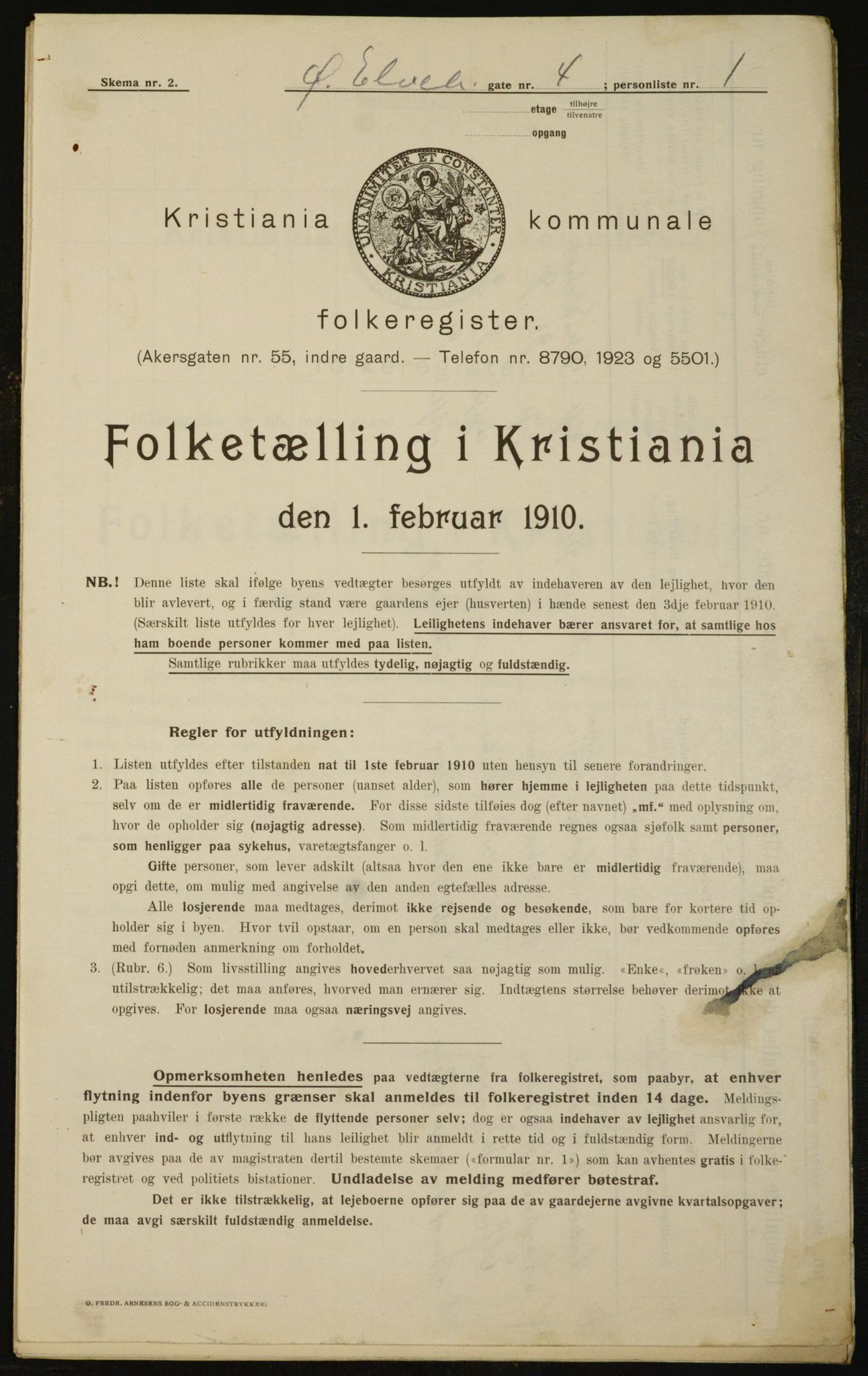 OBA, Municipal Census 1910 for Kristiania, 1910, p. 122690