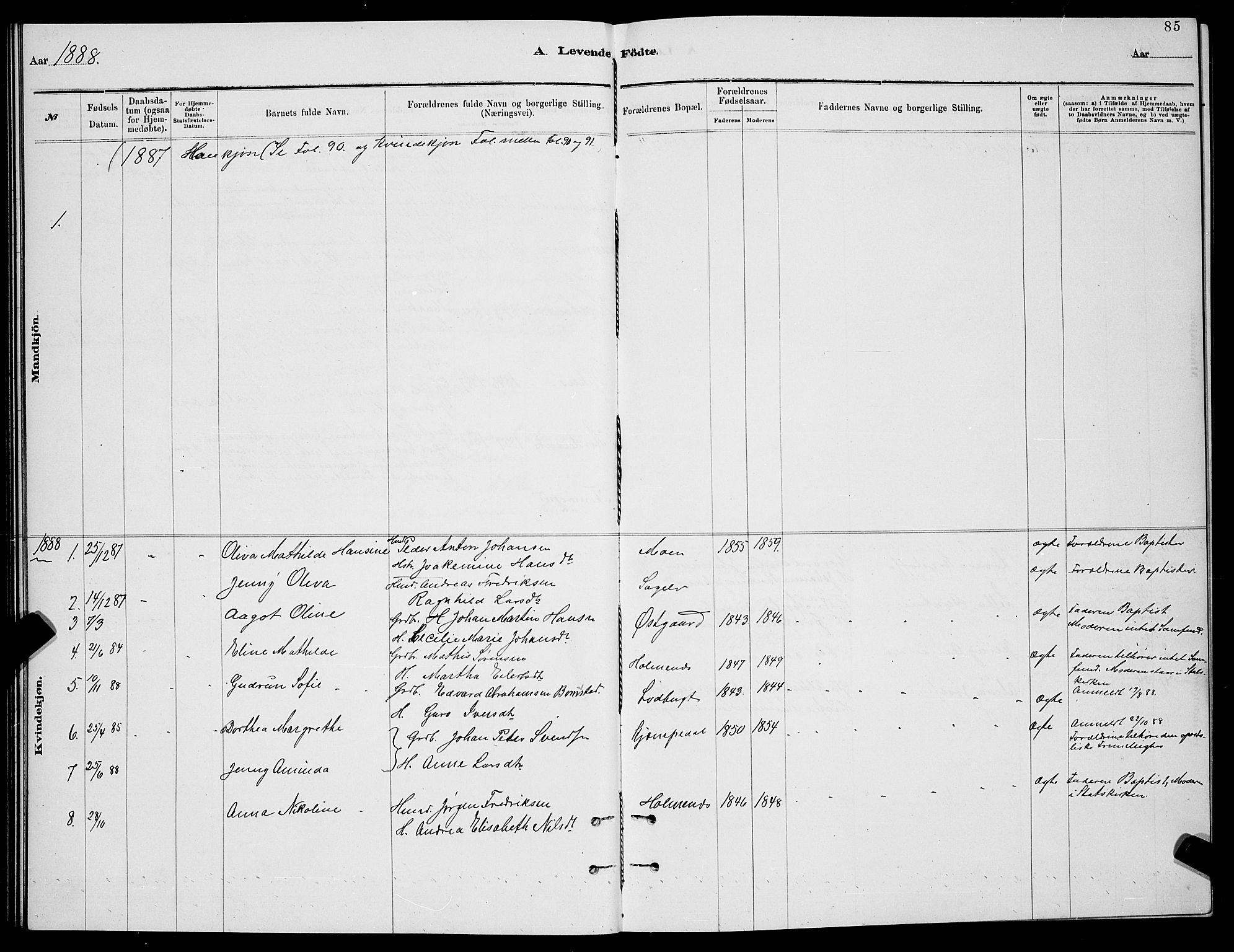 Balsfjord sokneprestembete, SATØ/S-1303/G/Ga/L0007klokker: Parish register (copy) no. 7, 1878-1889, p. 85