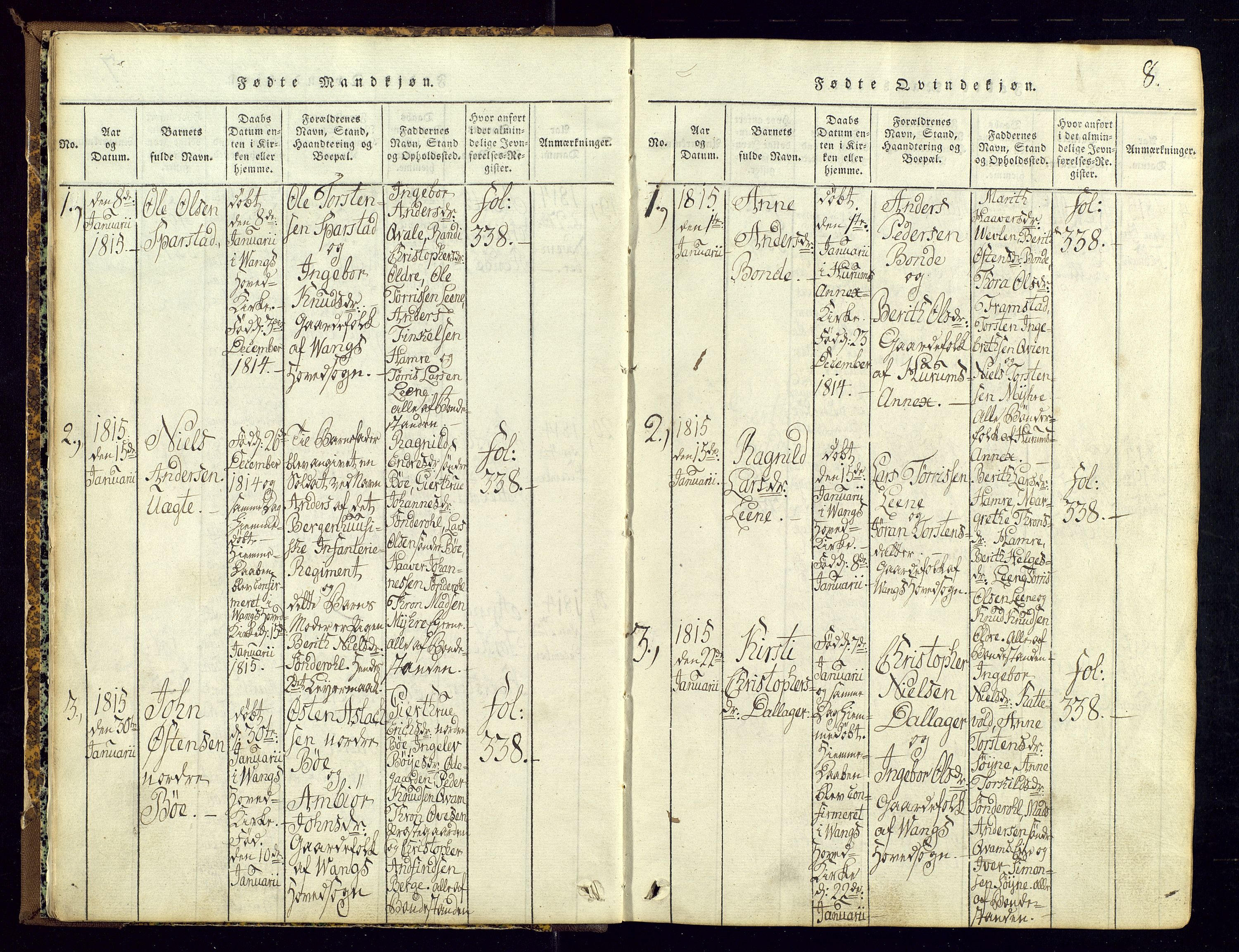 Vang prestekontor, Valdres, SAH/PREST-140/H/Ha/L0004: Parish register (official) no. 4, 1814-1831, p. 8