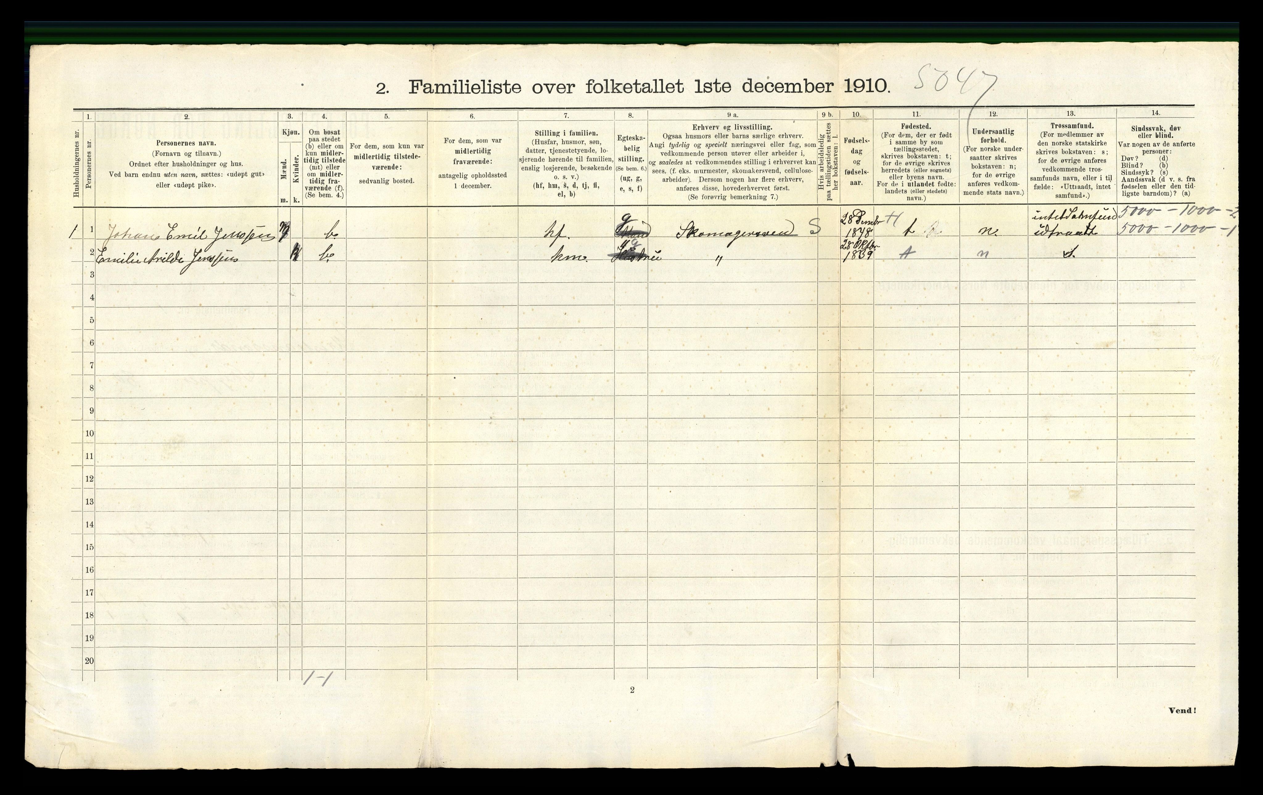 RA, 1910 census for Kristiansand, 1910, p. 3573