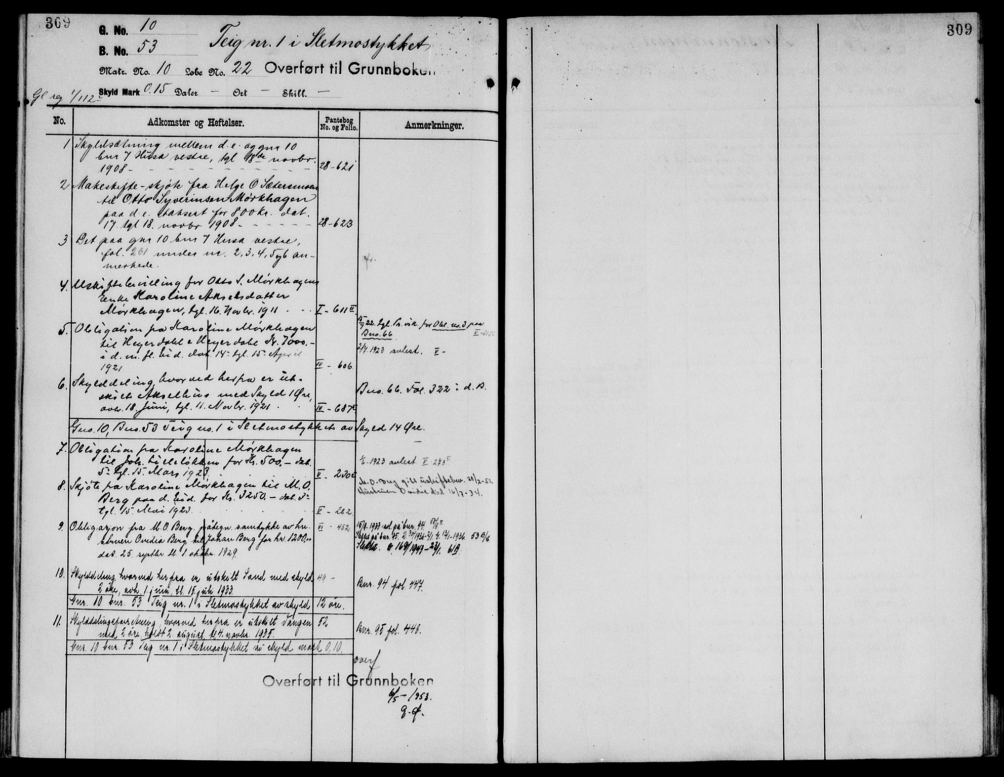 Sør-Østerdal sorenskriveri, AV/SAH-TING-018/H/Ha/Haa/L0019: Mortgage register no. 1, 1922-1954, p. 309