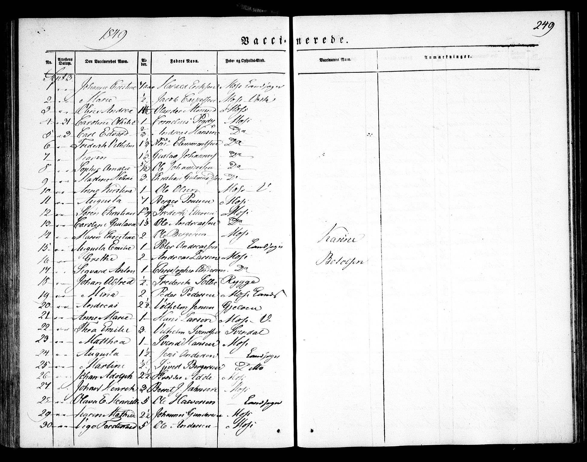 Moss prestekontor Kirkebøker, AV/SAO-A-2003/F/Fa/L0007: Parish register (official) no. I 7, 1845-1851, p. 249